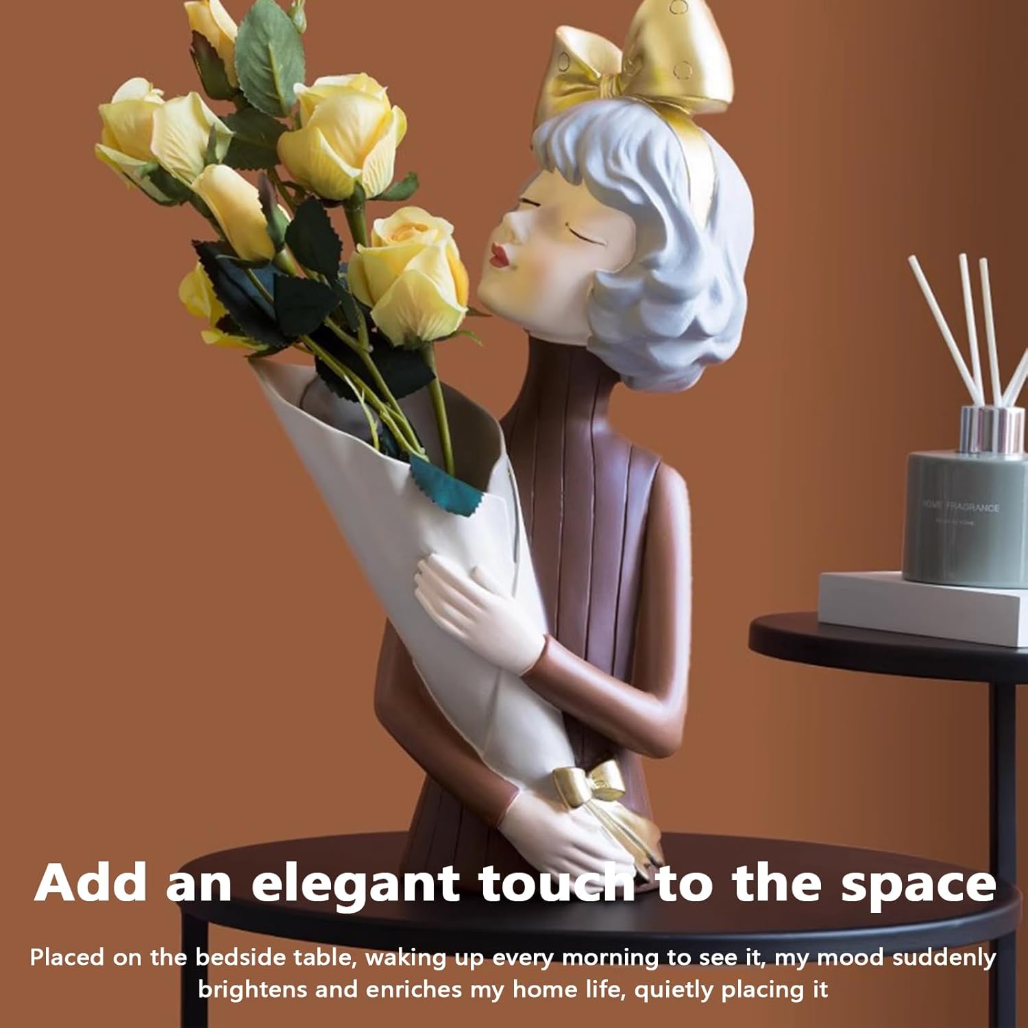 Decor Ornaments - Dry Flower Holder - Artistic Girl Statue Vase for Home Decor