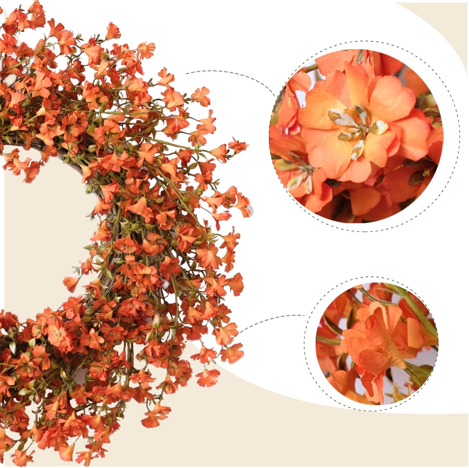 Fall Orange Forsythia Door Wreath 22 Inch Autumn Decor