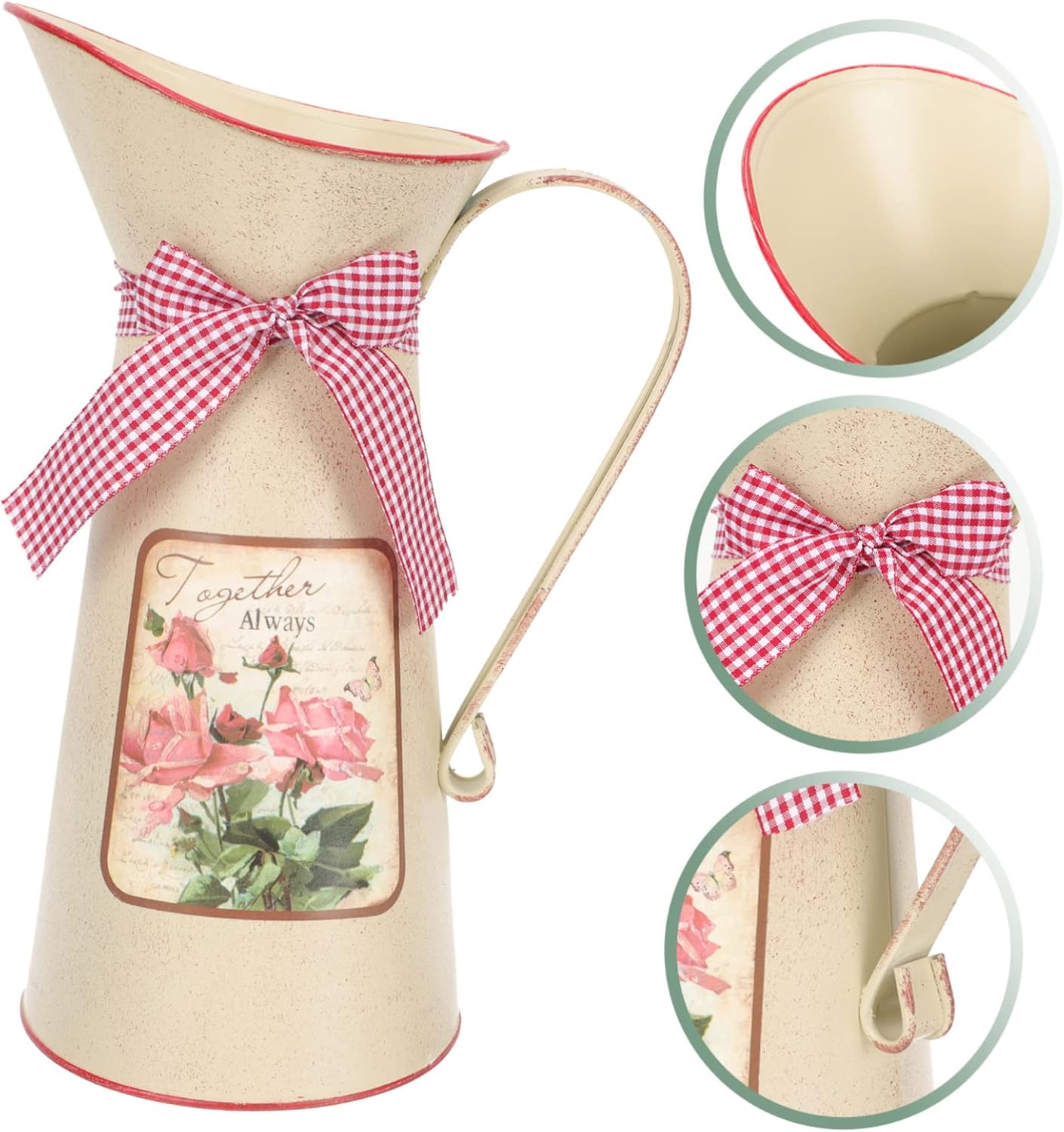 Vintage Metal Flower Bucket Planter for Farmhouse Decor