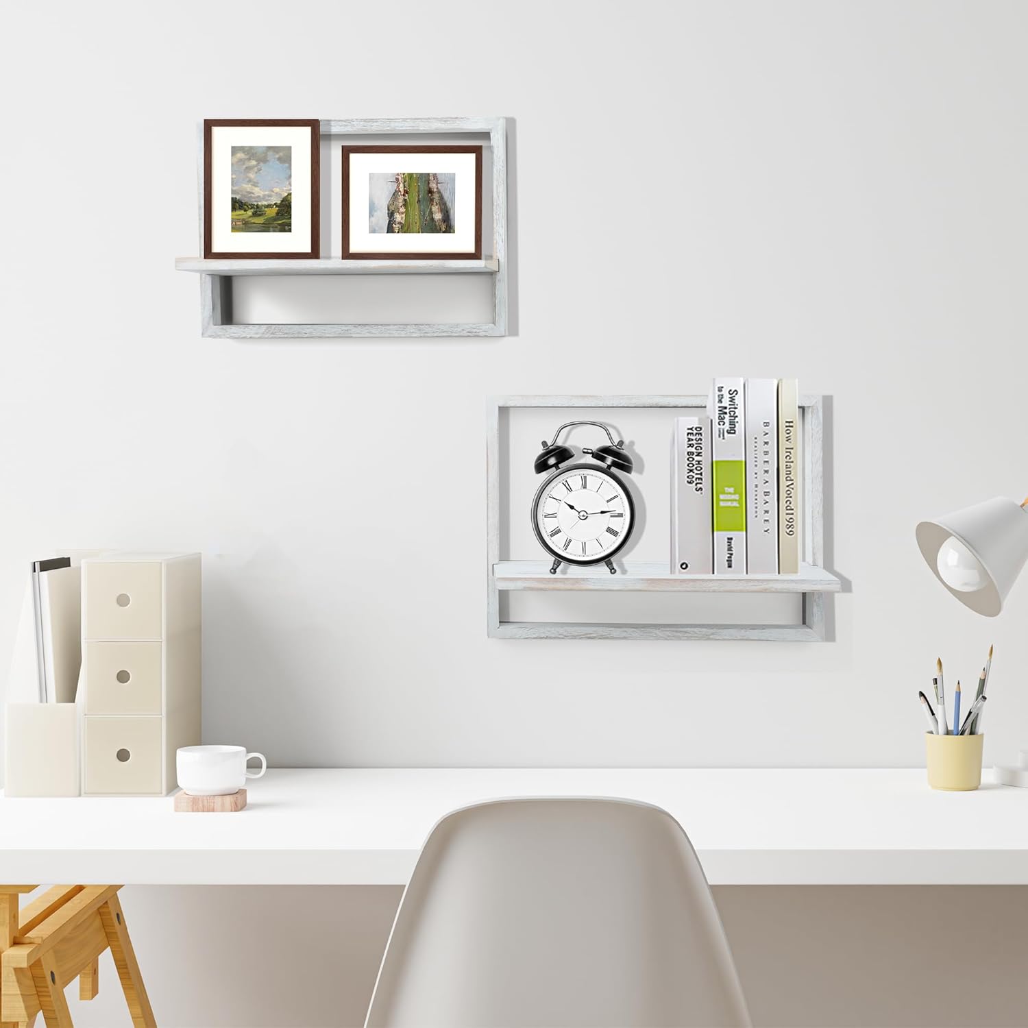PHOENANCEE Square Floating Shelves Set of 4 Modern Wall Decor