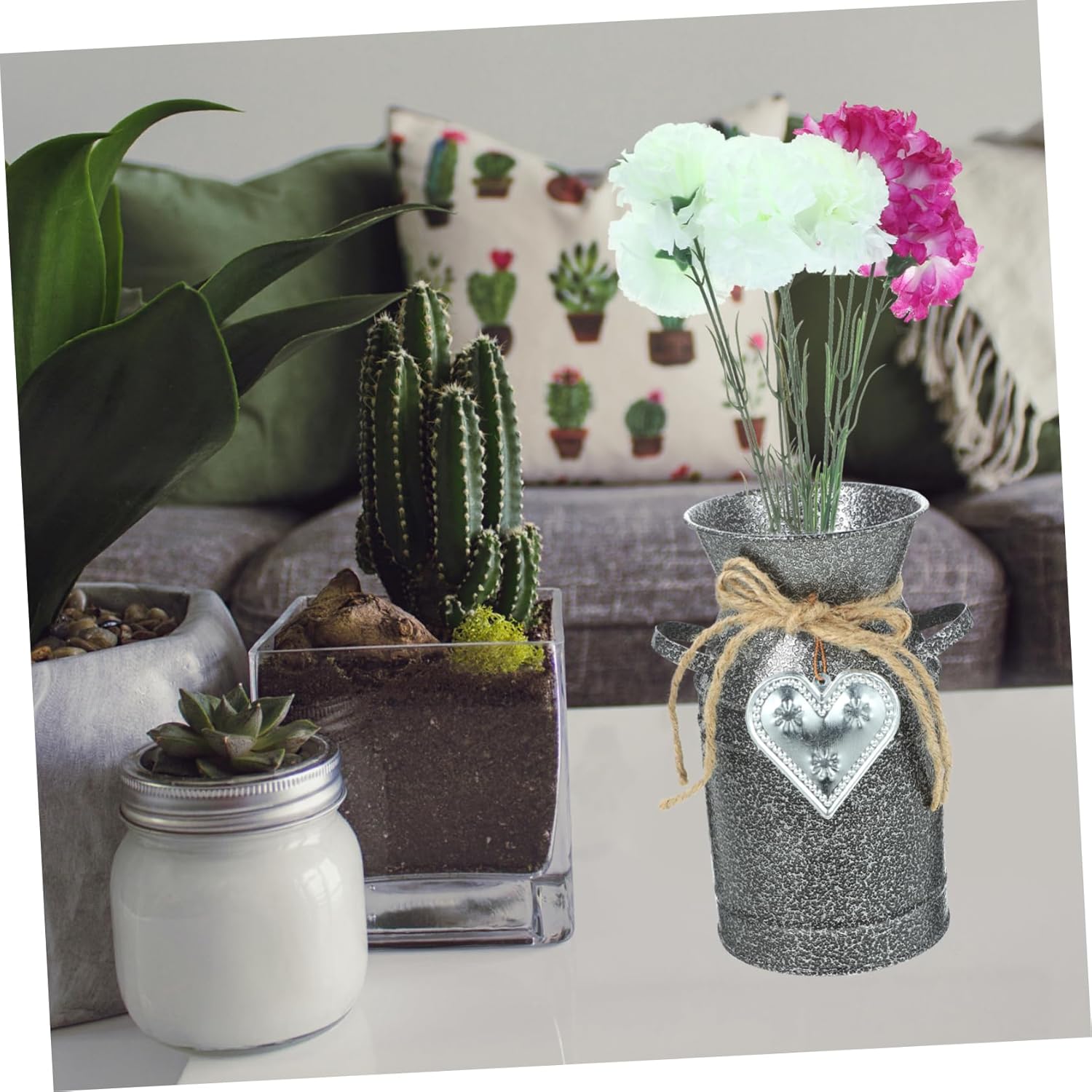 BESPORTBLE Rustic Iron Bucket Vase for Flowers and Plants