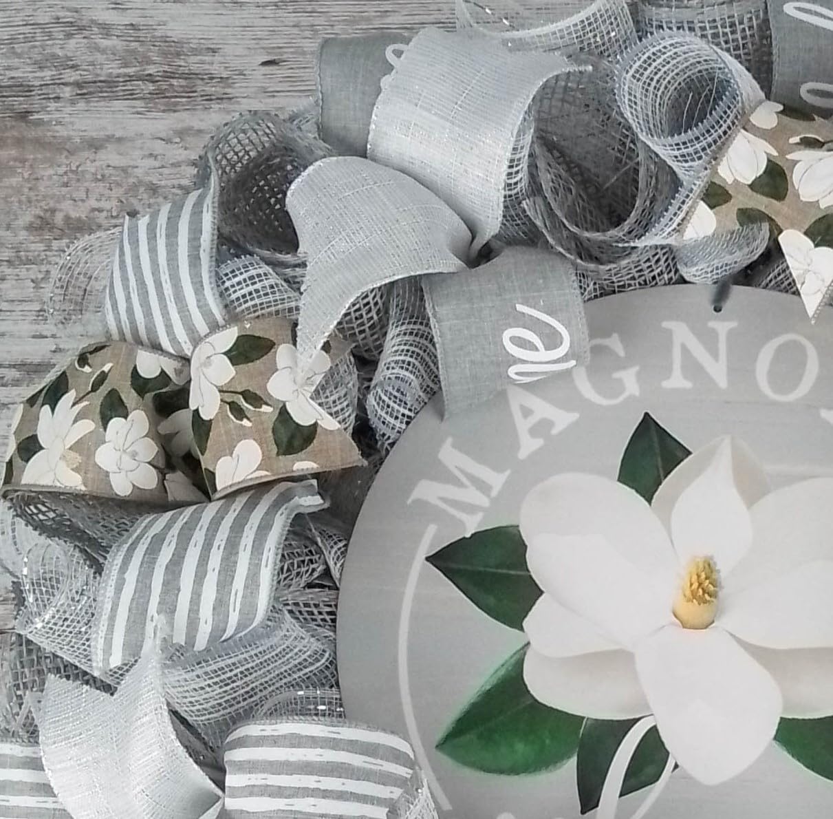 Neutral Magnolia Welcome Wreath - 24 Inch Front Door Decor