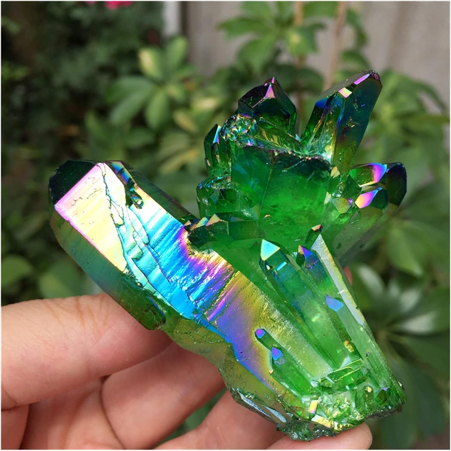 FLOAPA Green Aura Crystal Cluster for Home and Office Decoration