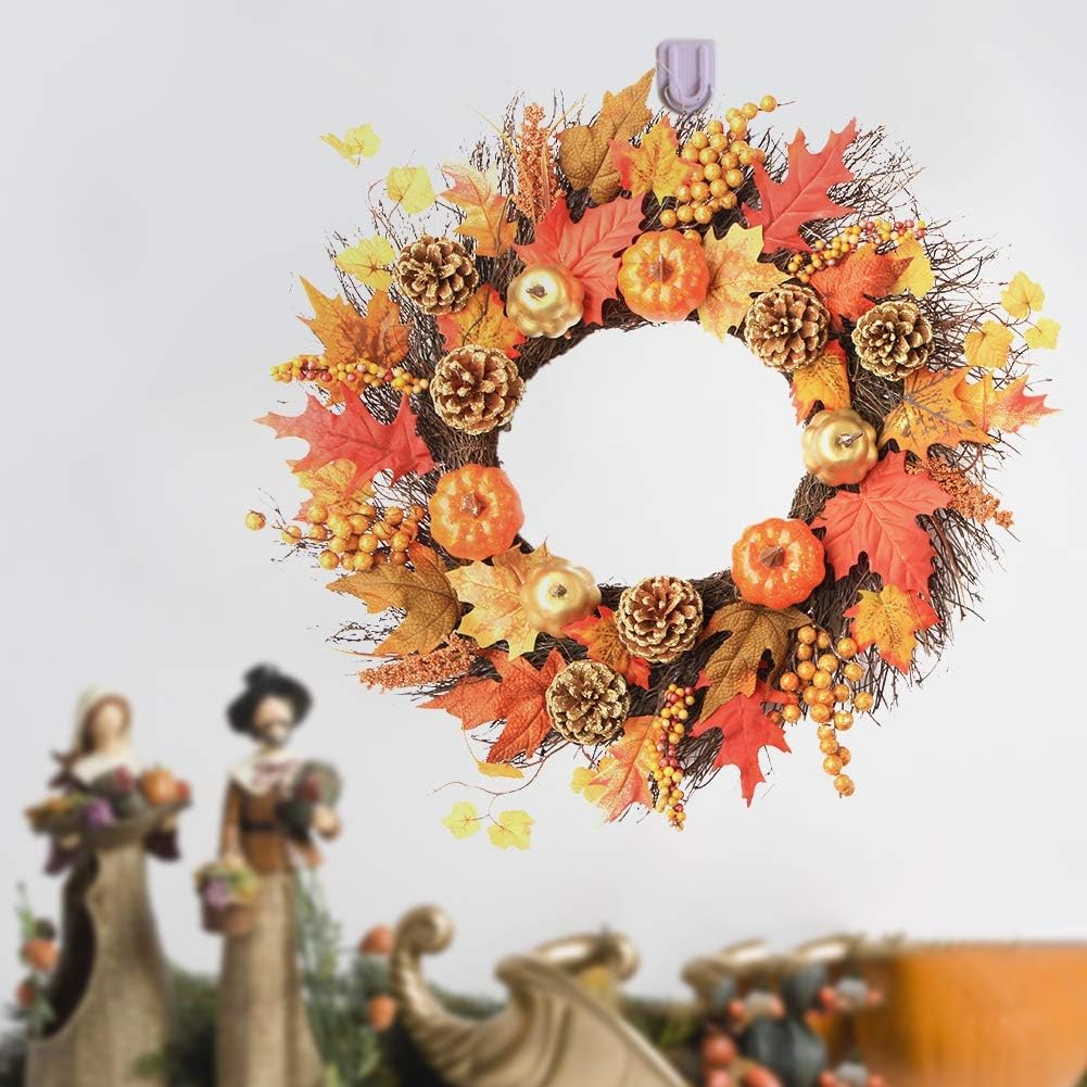 Door Hanger Artificial Maple Leaves Wreath 60CM Autumn Decor