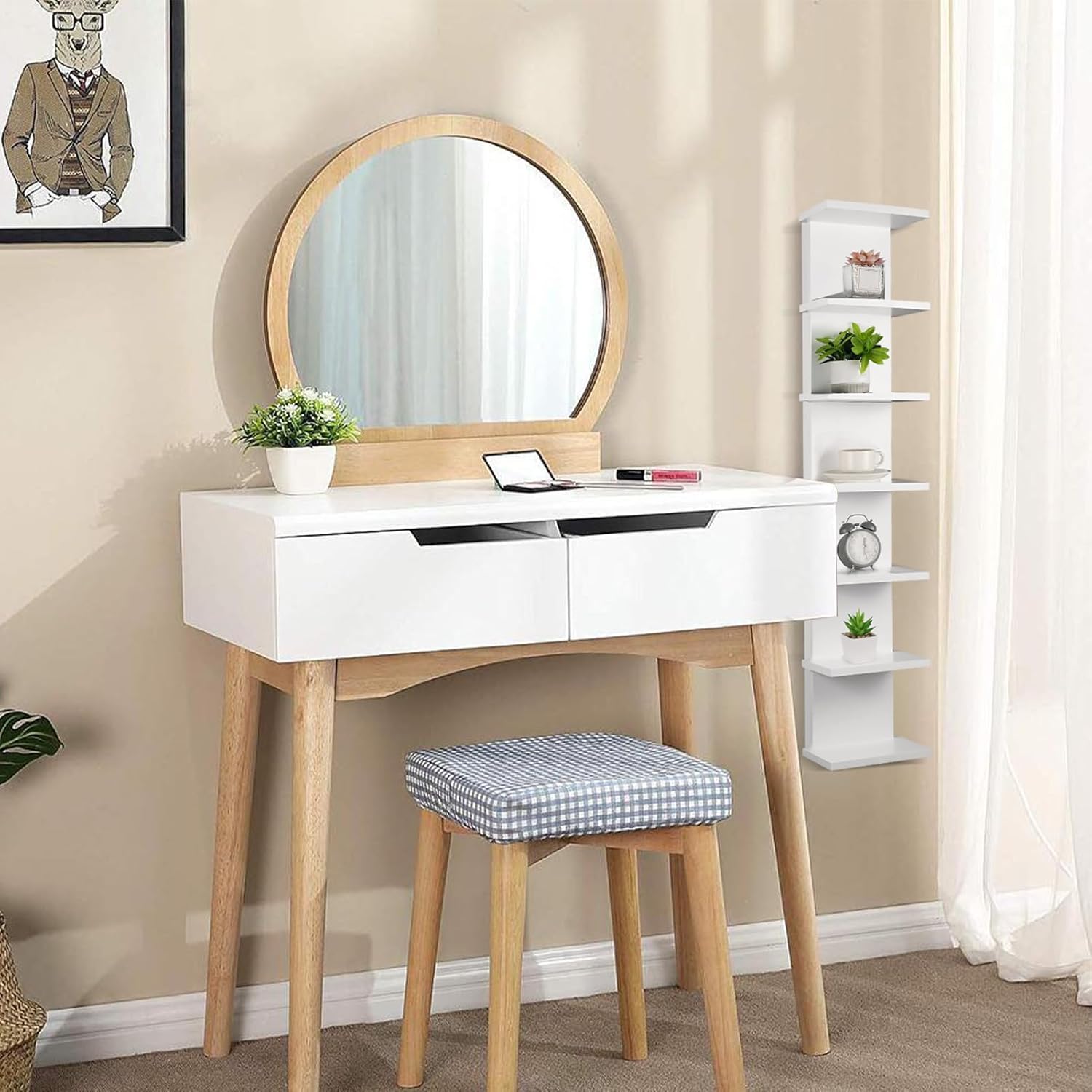 7 Tier Wall Shelf Unit - White Floating Storage
