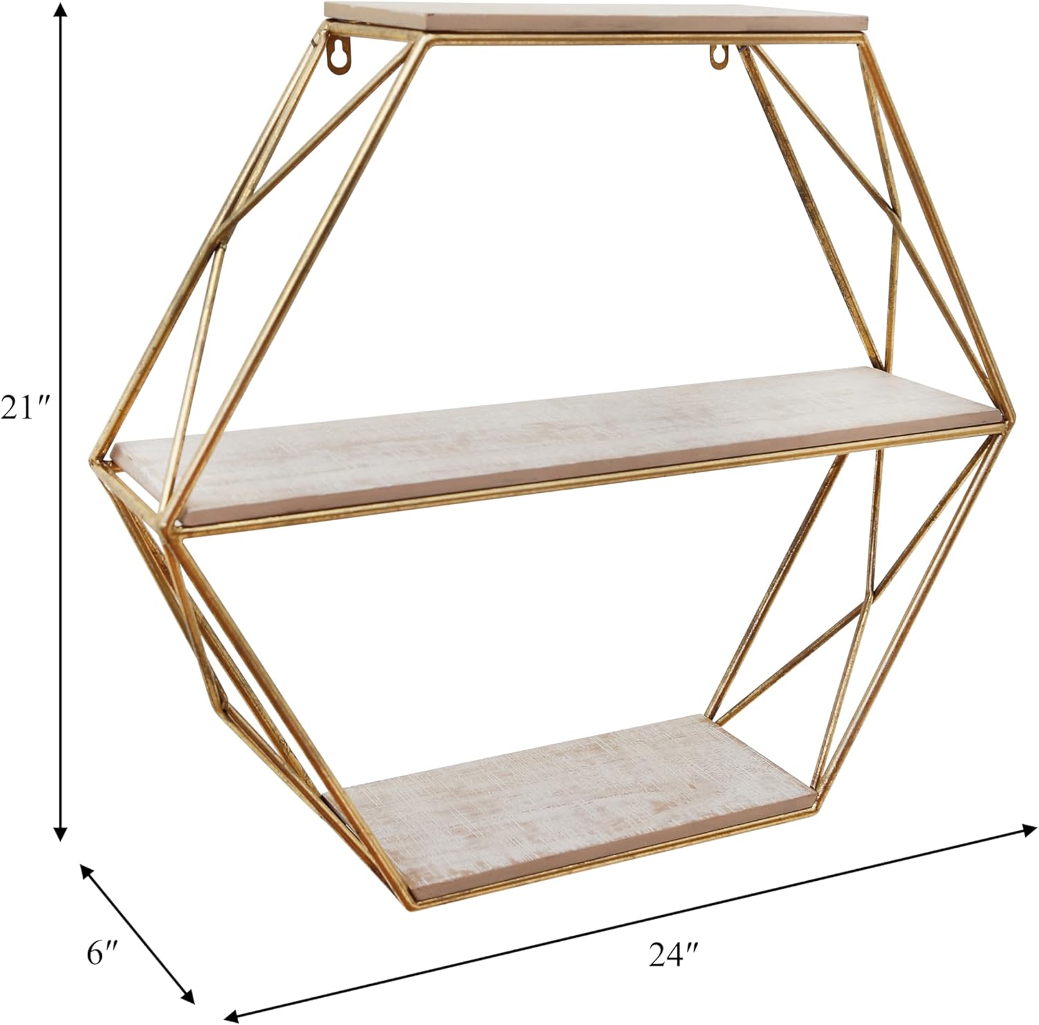 Sagebrook Home Geometric Wall Shelf - 24 Gold