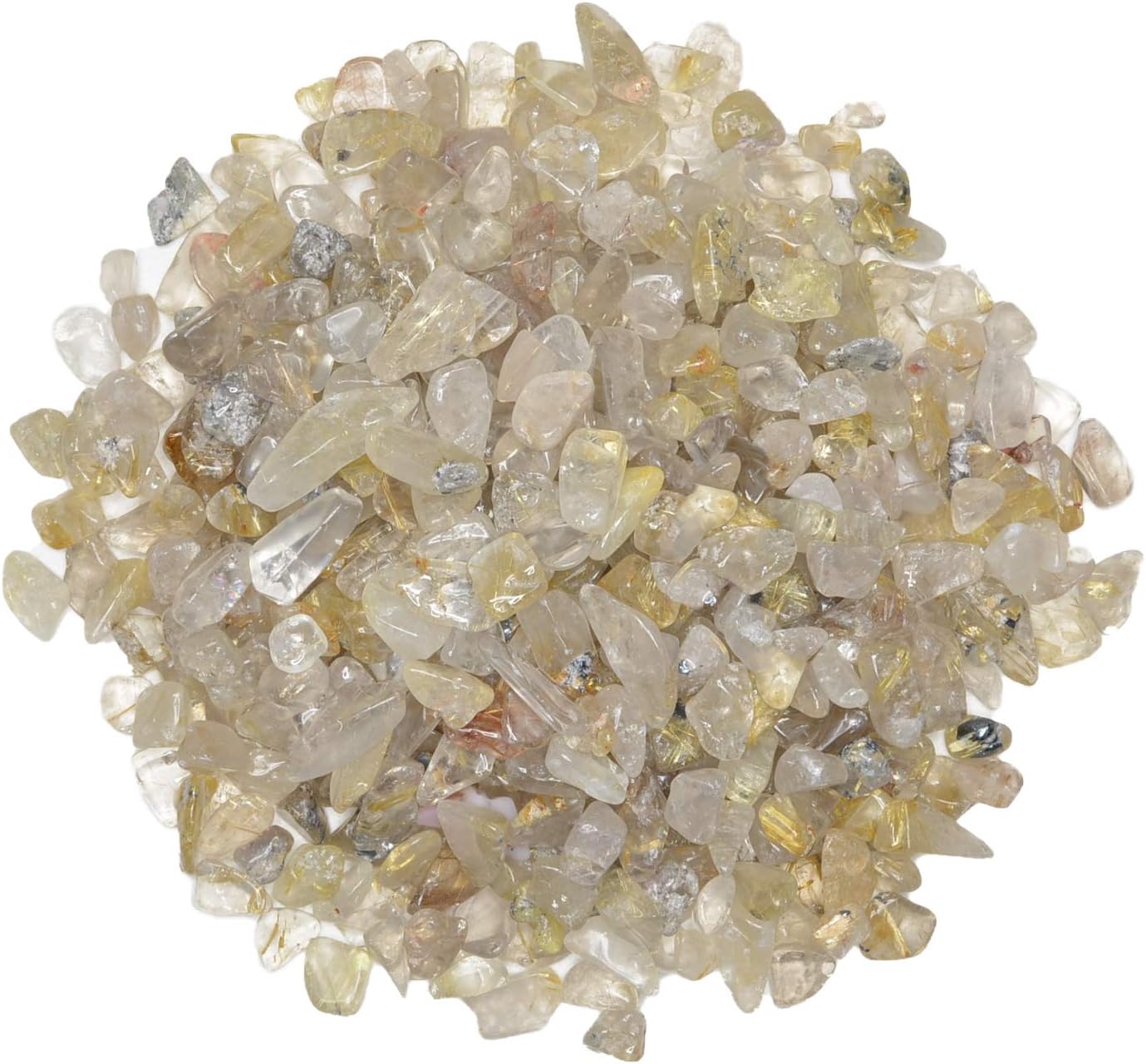 Hypnotic Gems 18 Lbs Polished Rutilated Quartz Rock Chips