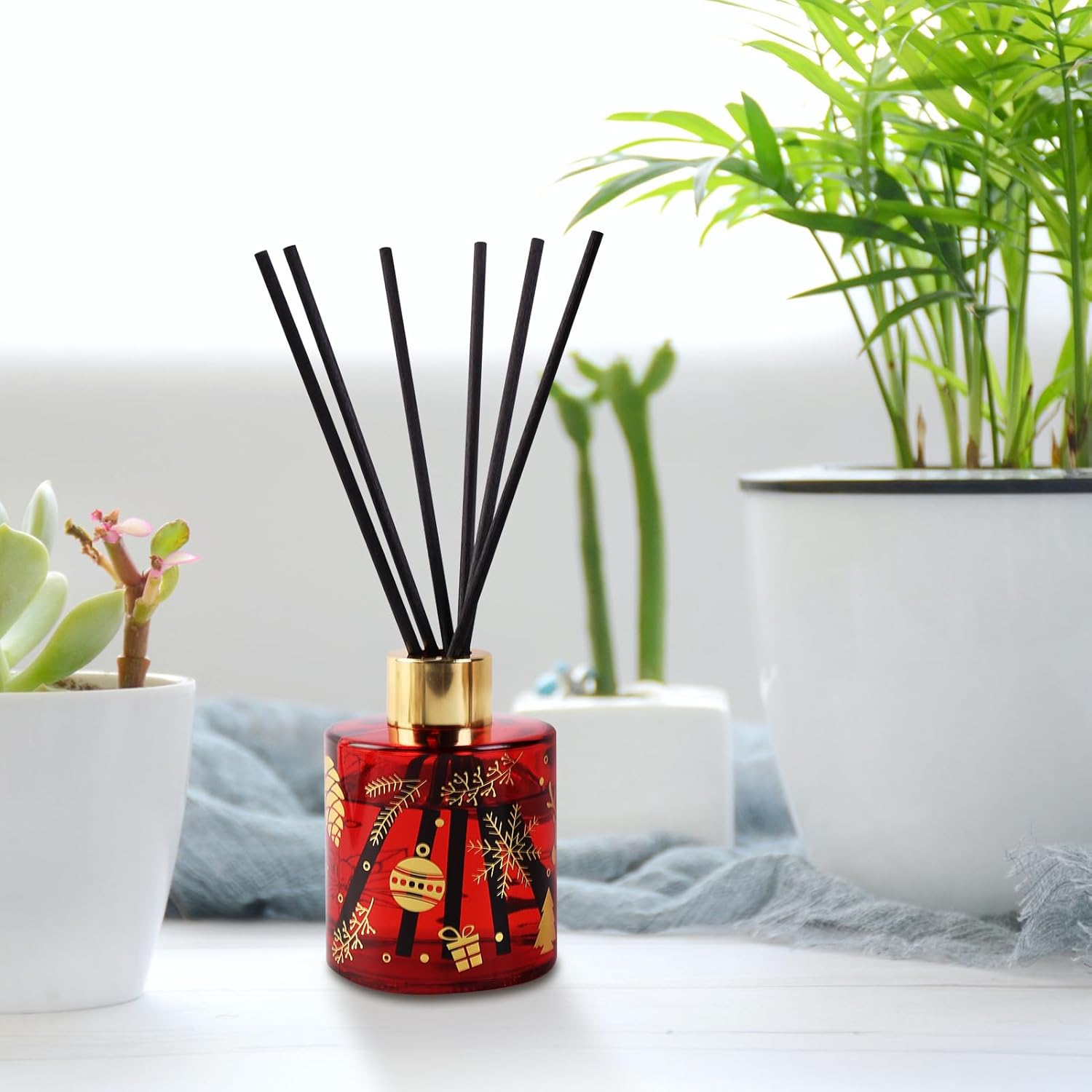 Brakula Holiday Reed Diffuser Set 8 Sticks with Christmas Jar Design