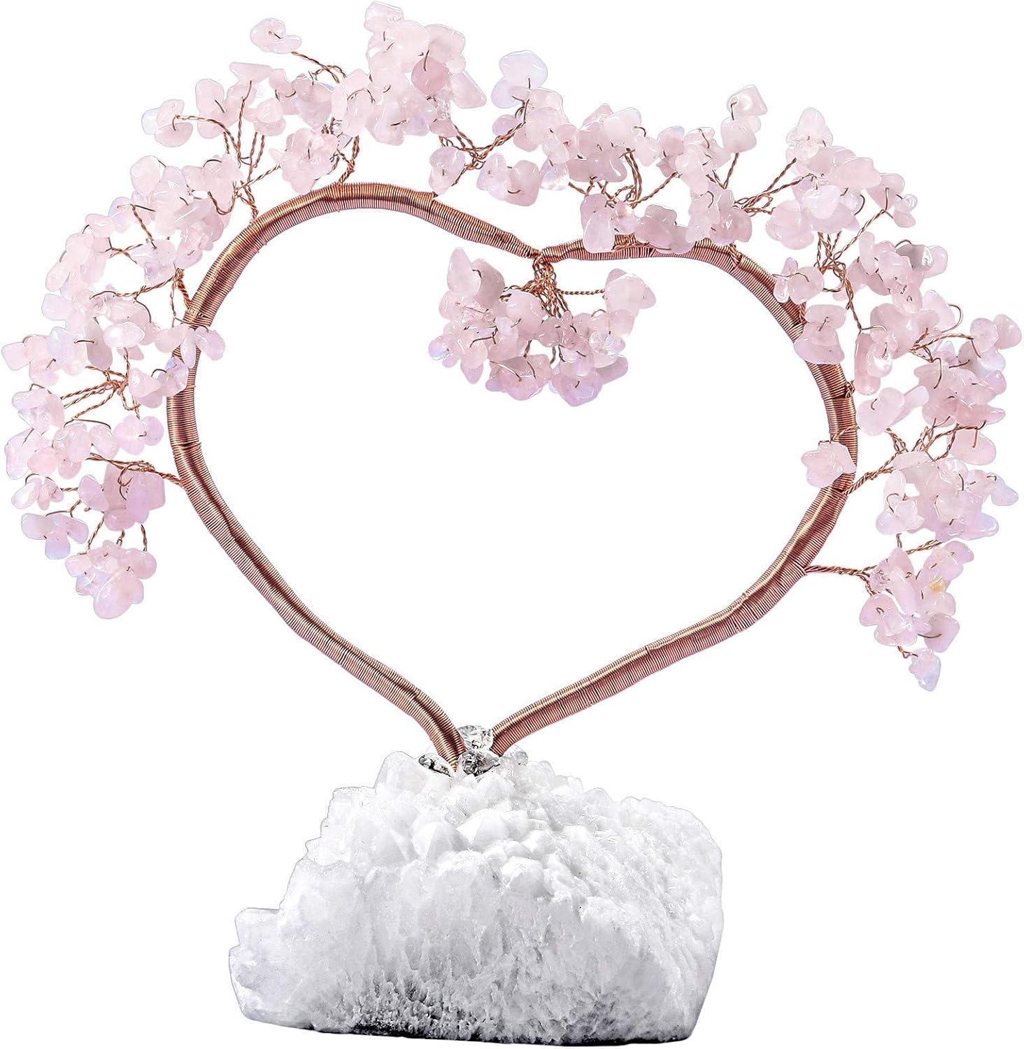 Mookaitedecor Bundle - 2 Items Rose Quartz Tumbled Stones with Chakra Bag Love Heart Crystal Tree