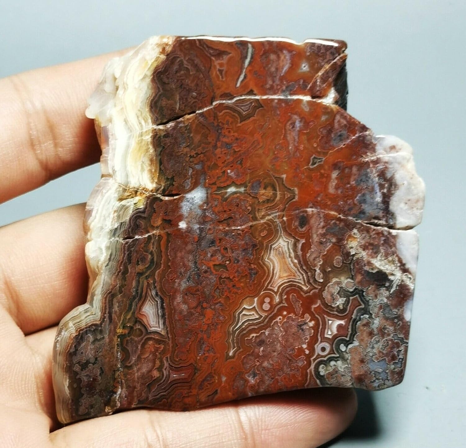 Mexican Lace Agate Crystal Display Slab Reiki Stone