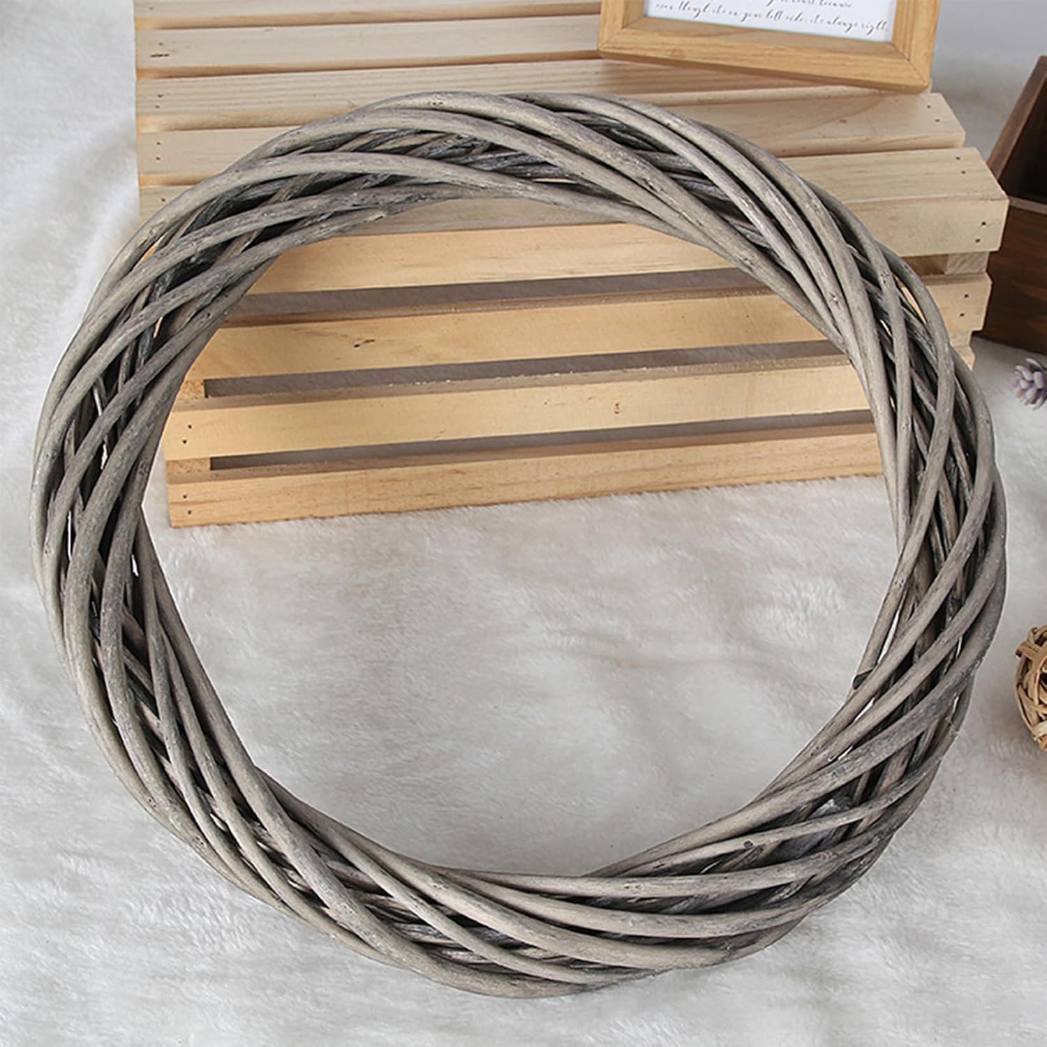 MALOKI 4pcs Rattan Wreath Ring for DIY Crafts