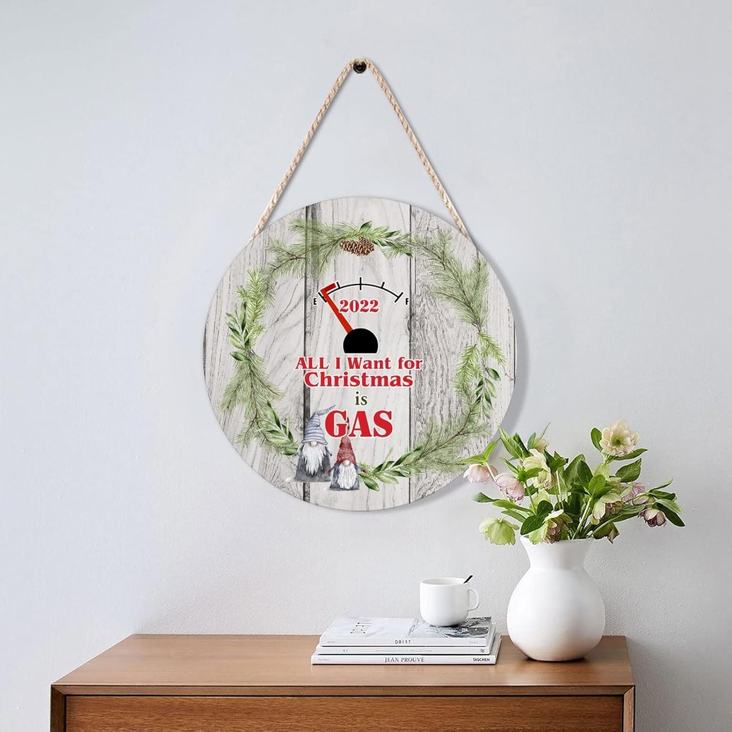 Funny Farmhouse Door Hanger Christmas Wreath Sign 10x10