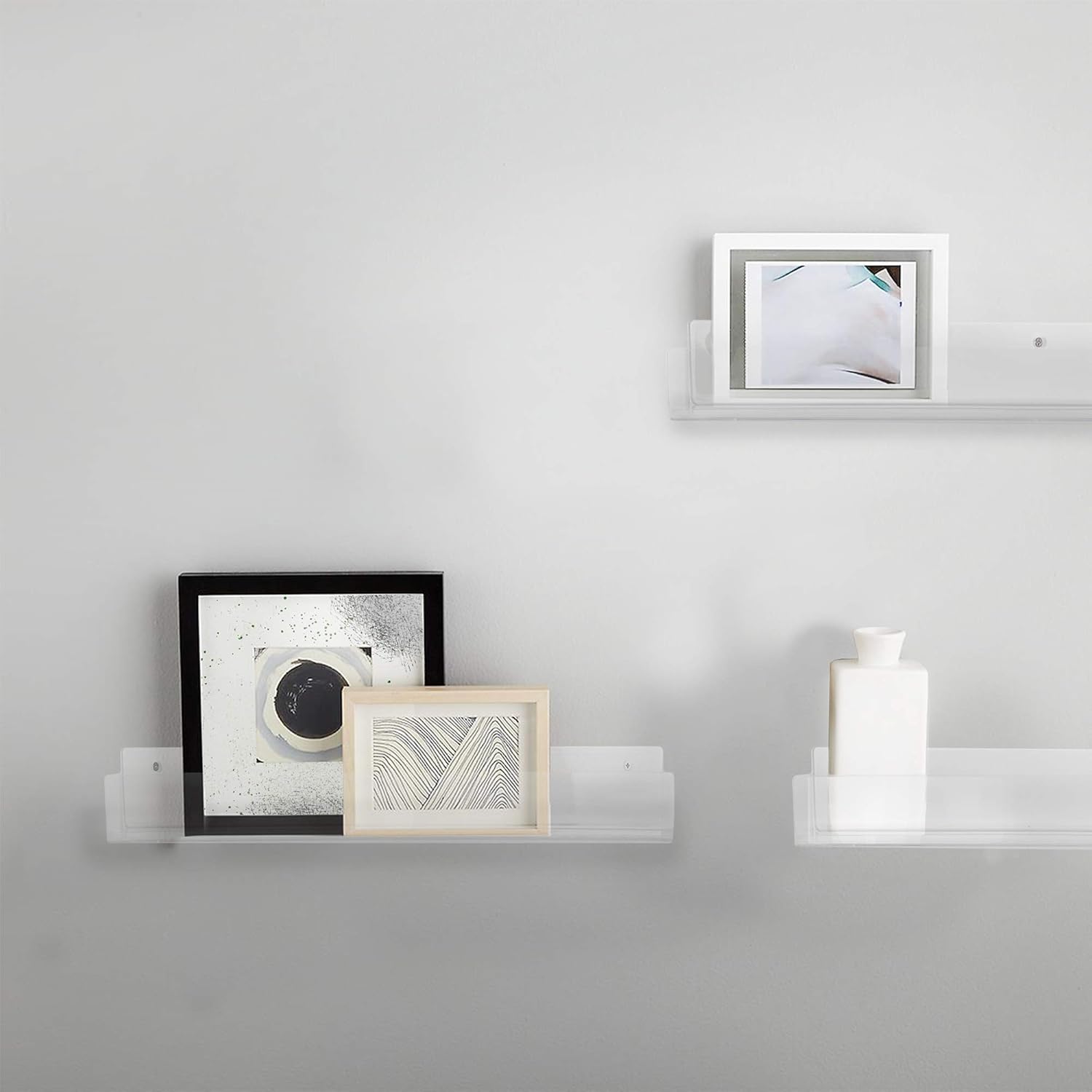 VIVO Dual Acrylic Floating Bookshelves 24 Inch 2 Pack