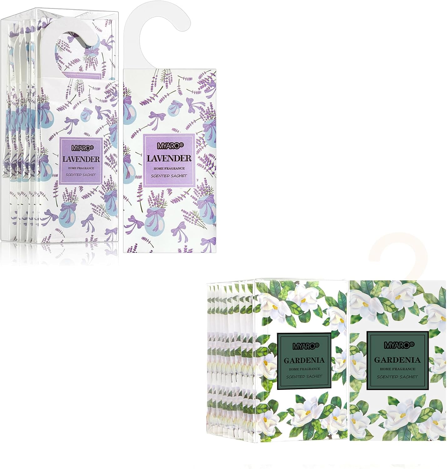 MYARO 12 Pack Lavender Gardenia Scented Sachets for Drawer Closet