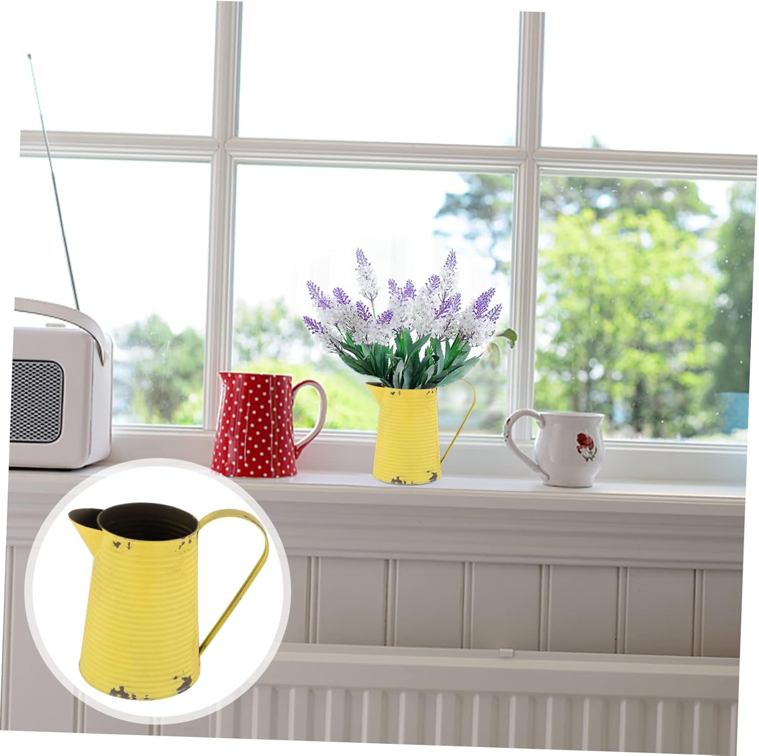 Vintage Iron Flower Pitcher Planter Rustic Metal Vase for Home and Garden Decor