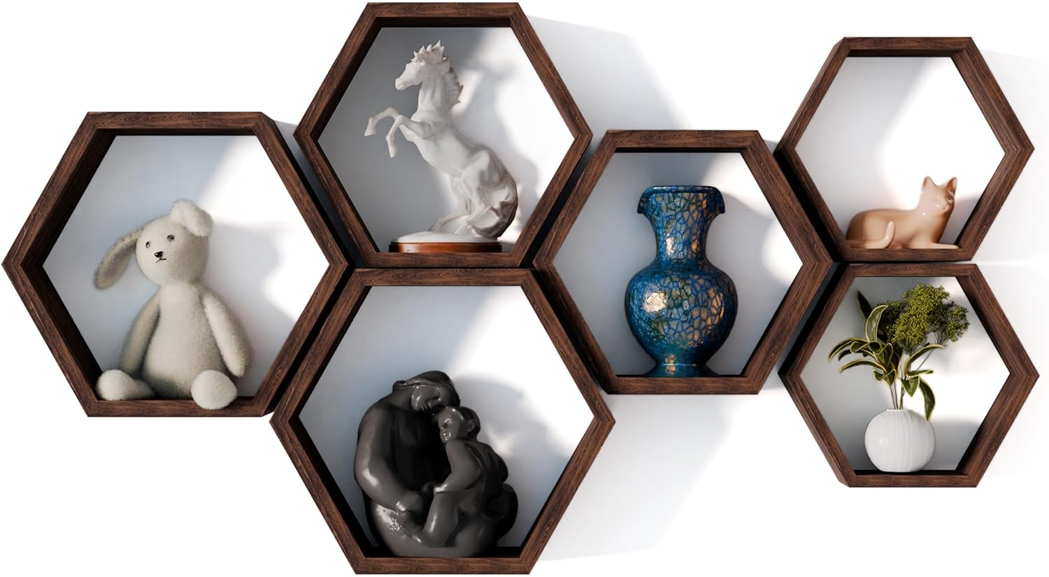 Decovate Hexagon Floating Shelves Set of 6