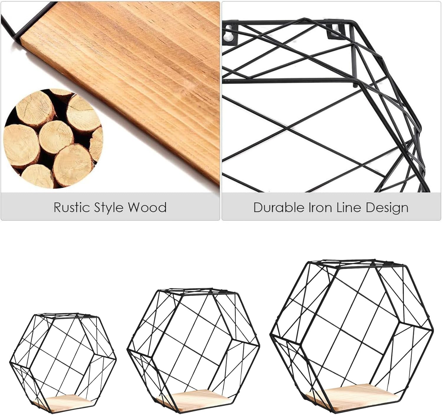 Hexagonal Floating Wall Shelf - Modern Geometric Display Rack
