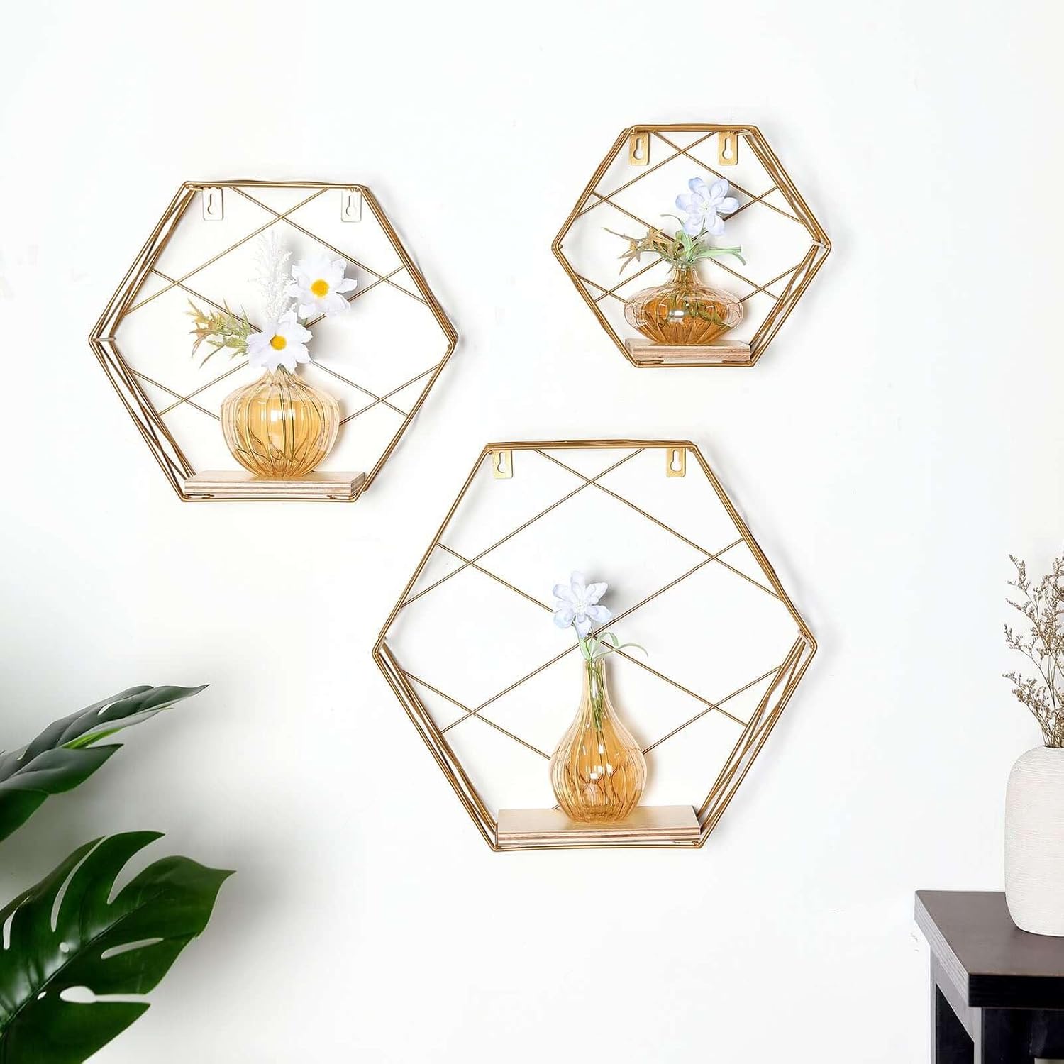 Efavormart 3 Pack Hexagonal Floating Shelves - 9 12 4 Inches