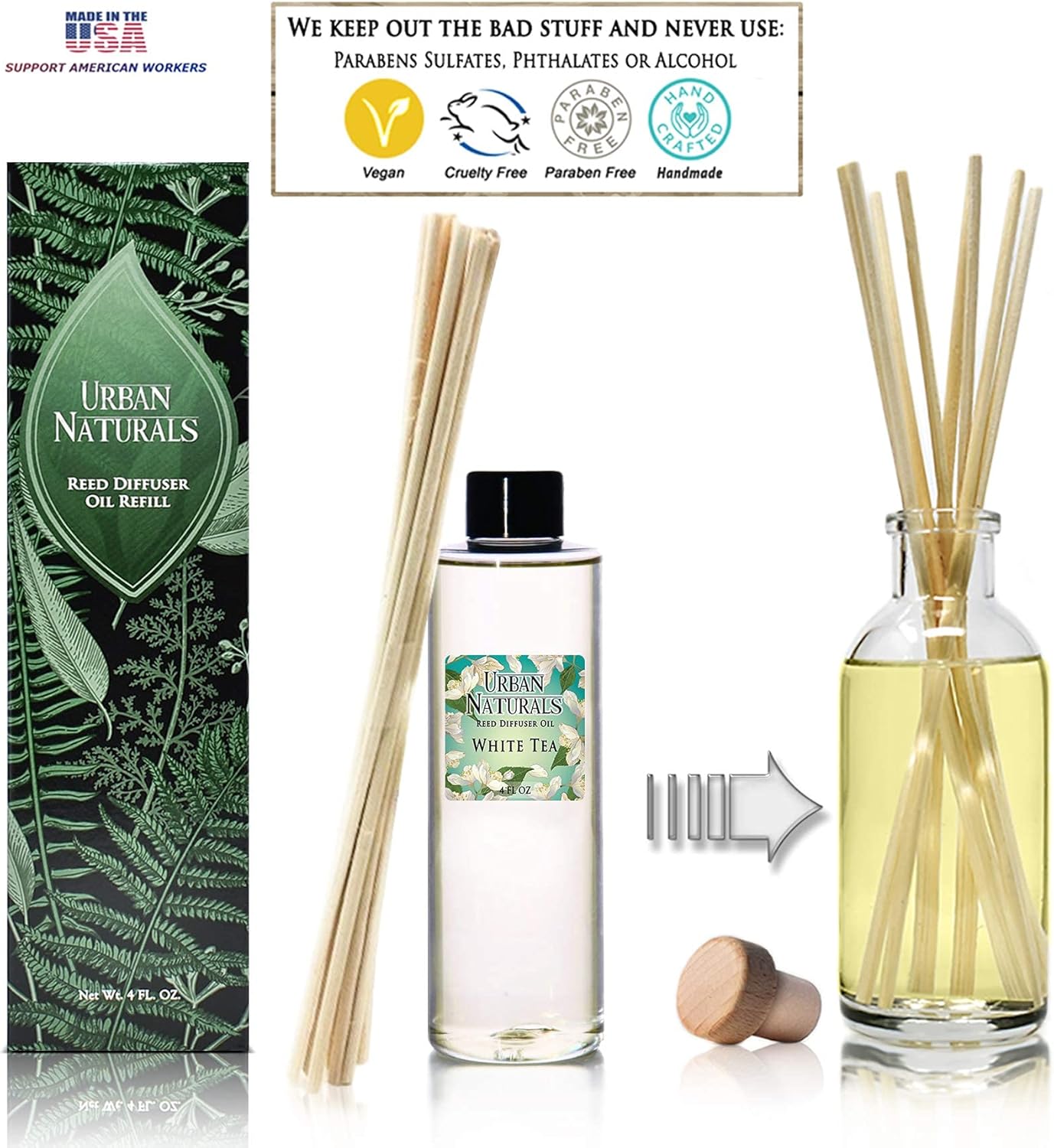 Urban Naturals White Tea Scented Oil Diffuser Refill 4 oz