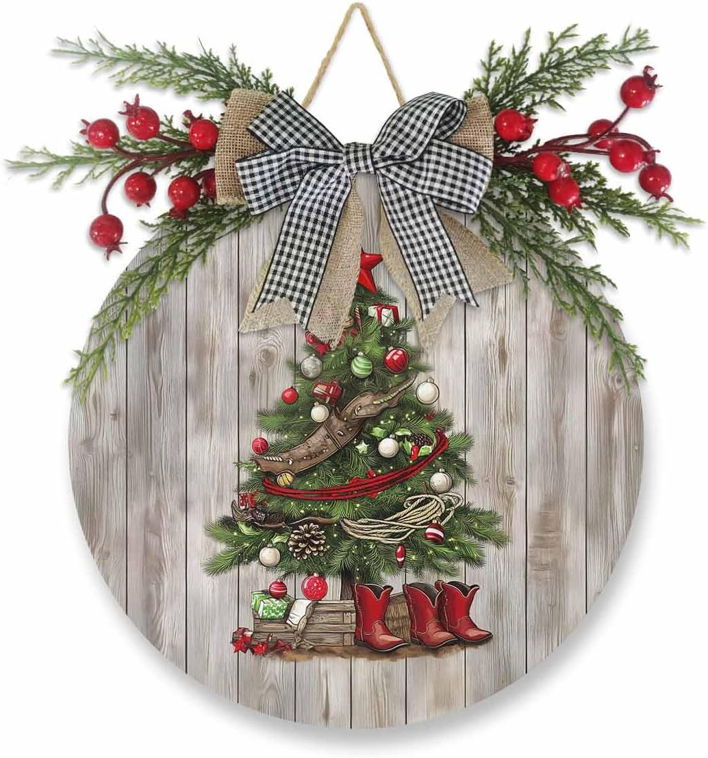 Welcome Sign Christmas Wreath Door Decor 1
