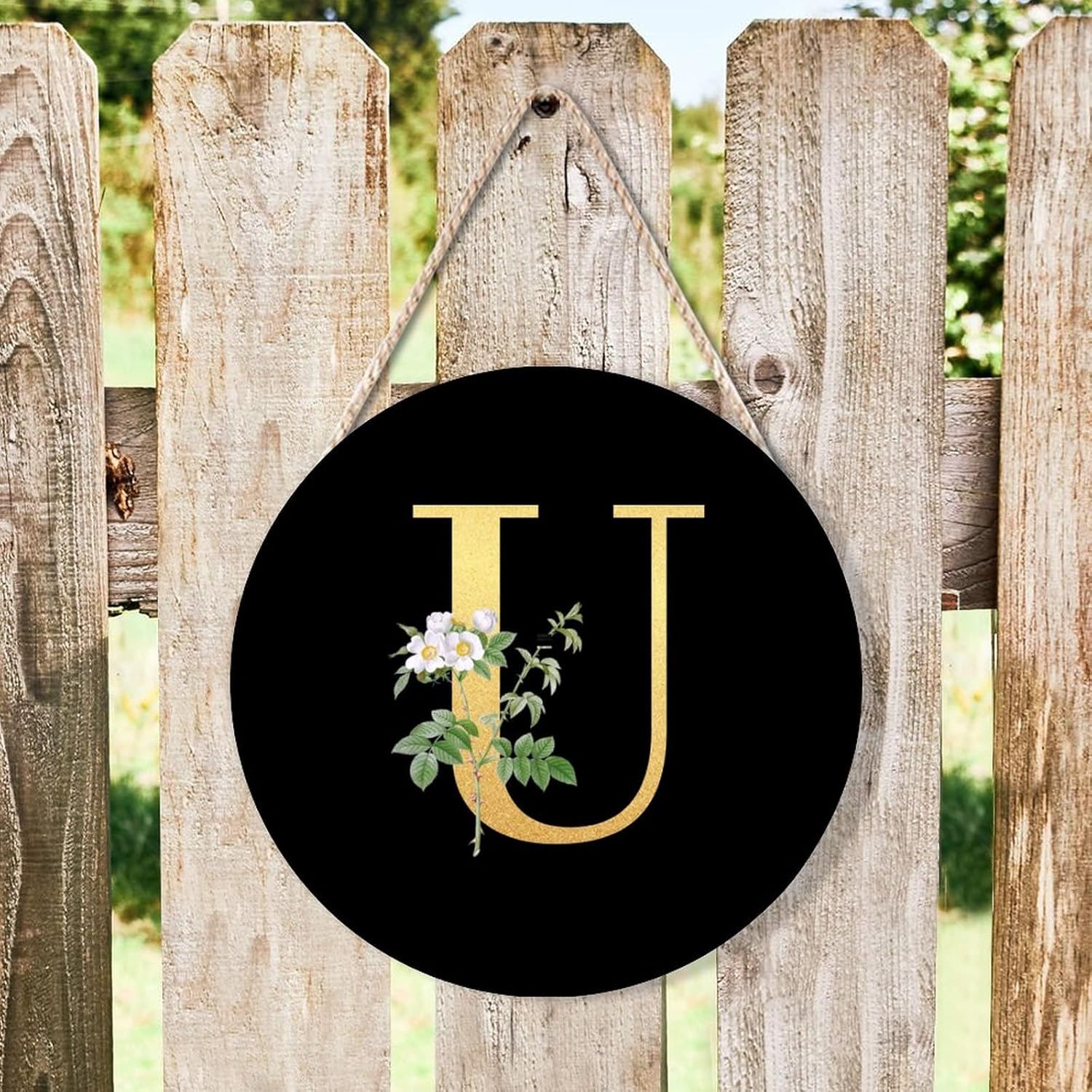 Farmhouse Door Hanger with Greenery and Floral Design