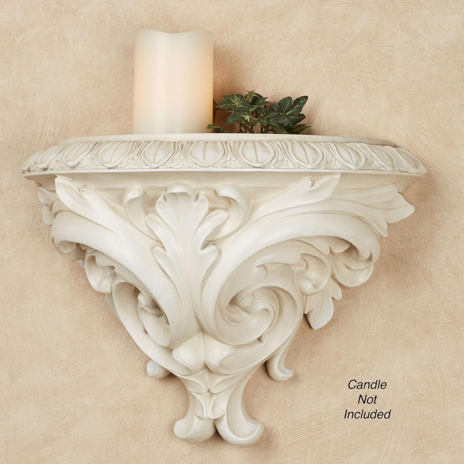 Touch of Class Clareville Antique White Acanthus Leaf Wall Shelf