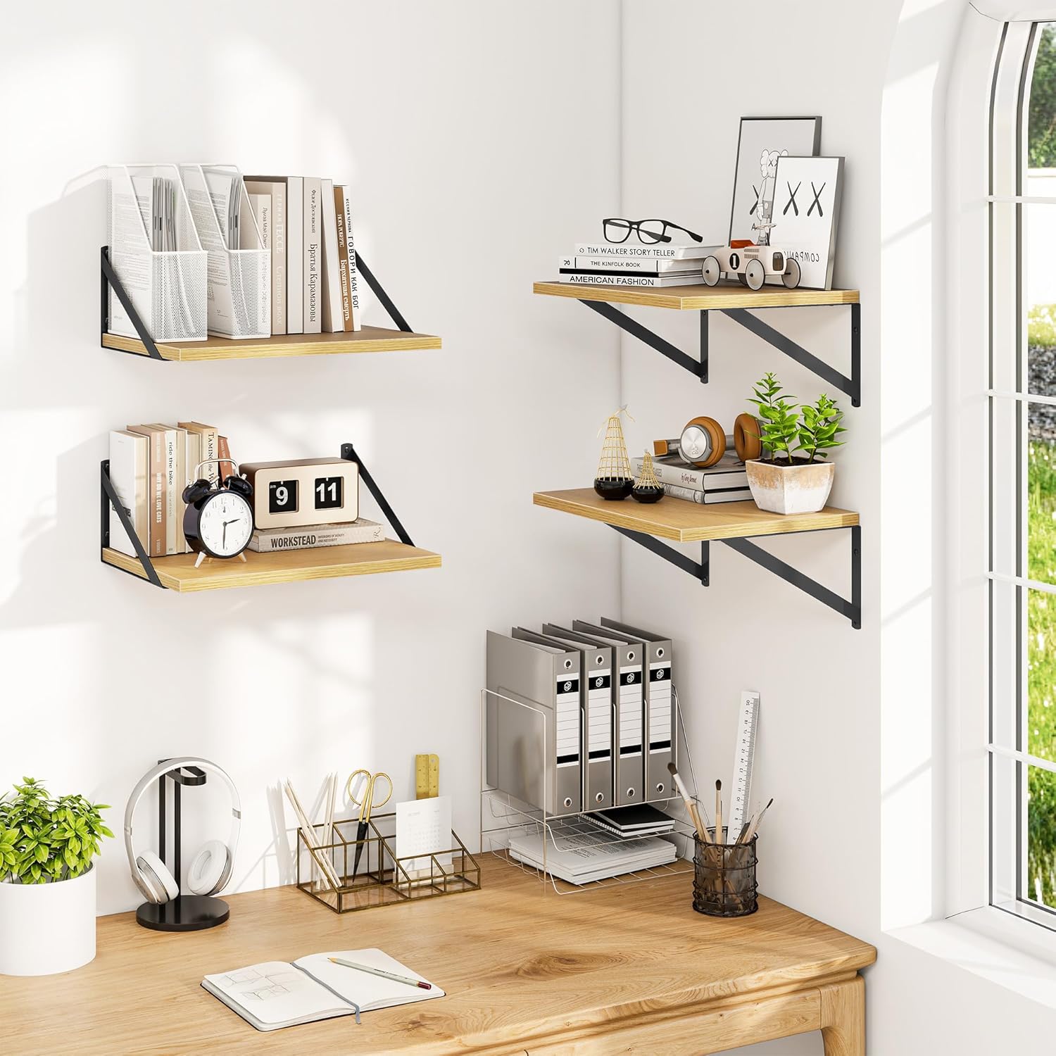Heimlove 12 Inch Deep Floating Shelves Set of 4