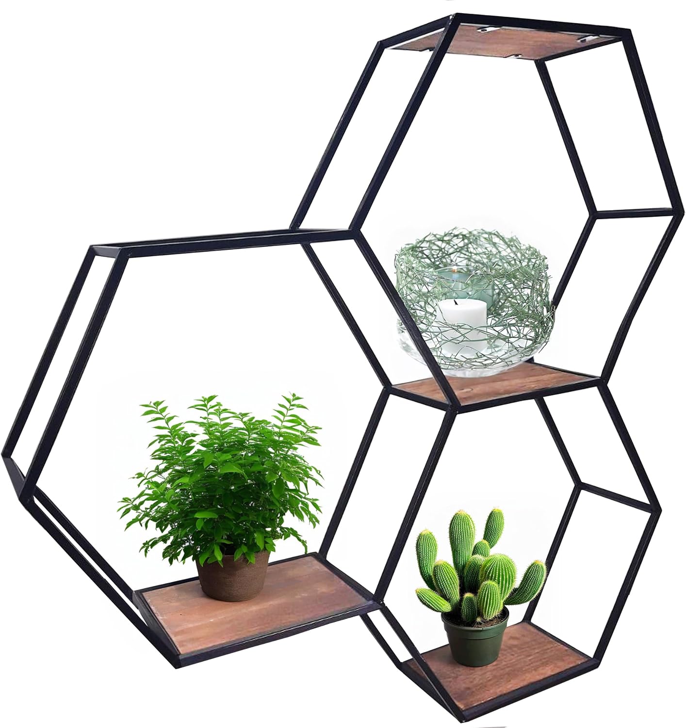 Admired By Nature 3 Tier Floating Wood Shelf Wall Mount Organizer