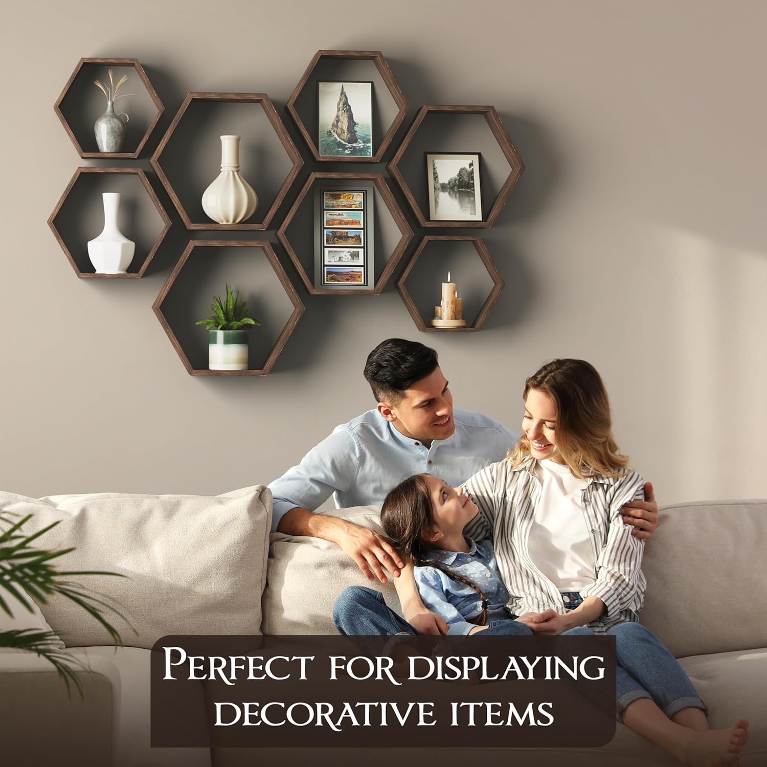 Decovate Hexagon Floating Shelves Set of 8