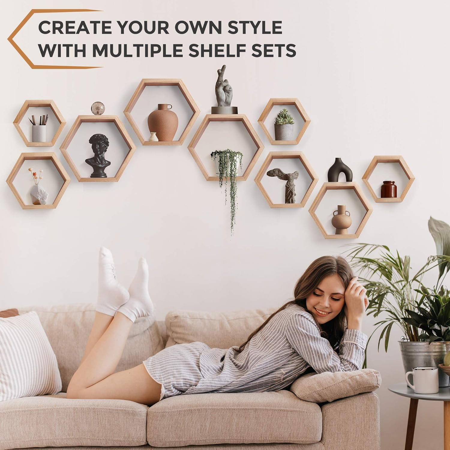 Onyx Home Hexagon Floating Shelves Set of 3