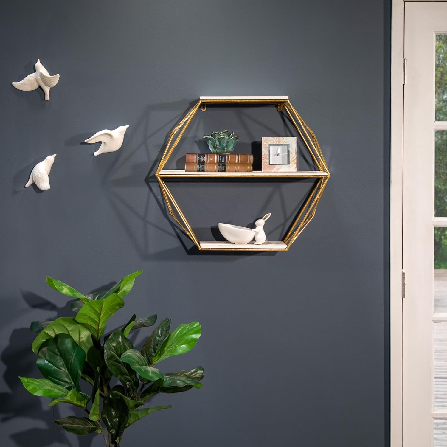 Sagebrook Home Geometric Wall Shelf - 24 Gold