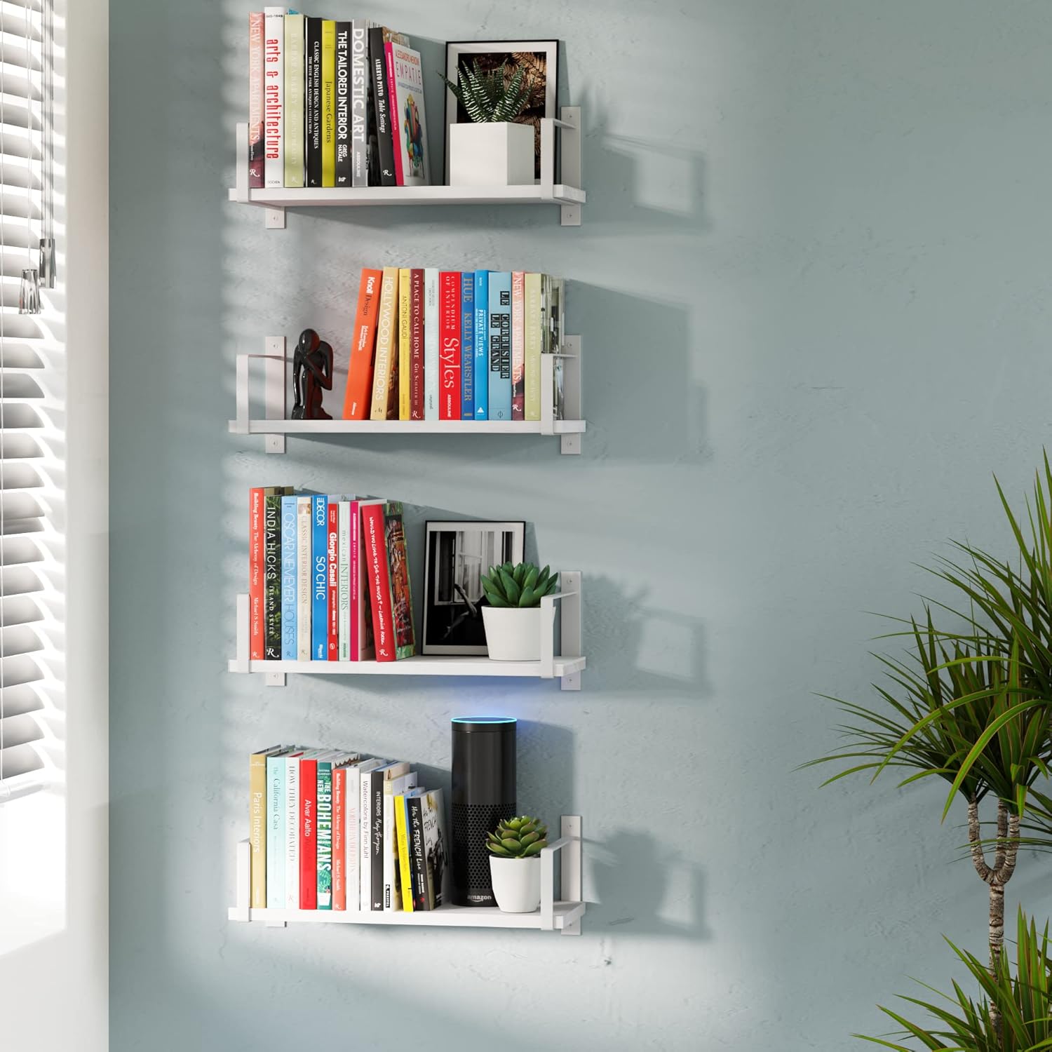 Wallniture Toledo 17 Inch Floating Shelves Set of 4 White