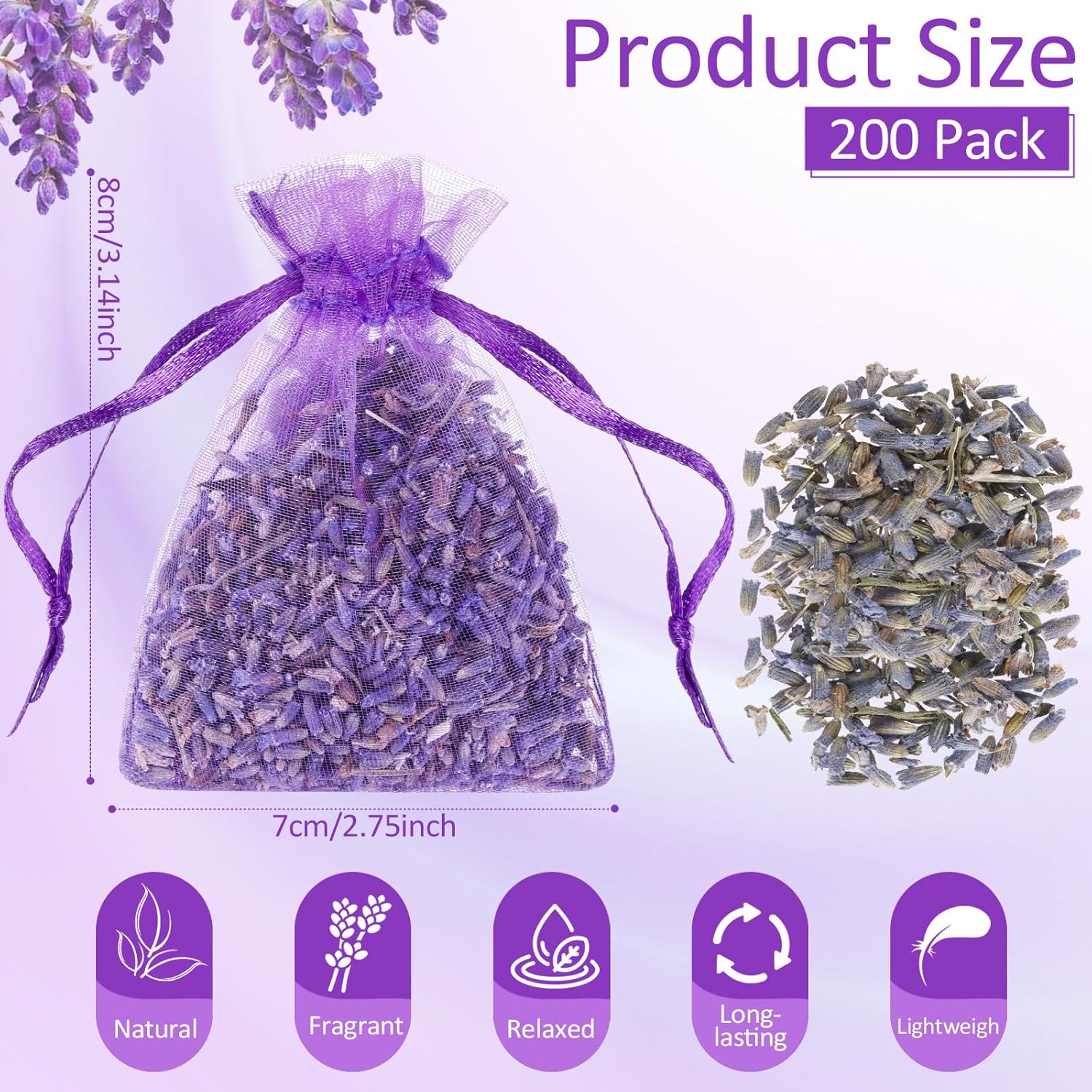 Reginary 200 Pack Lavender Sachets for Home and Closet Use