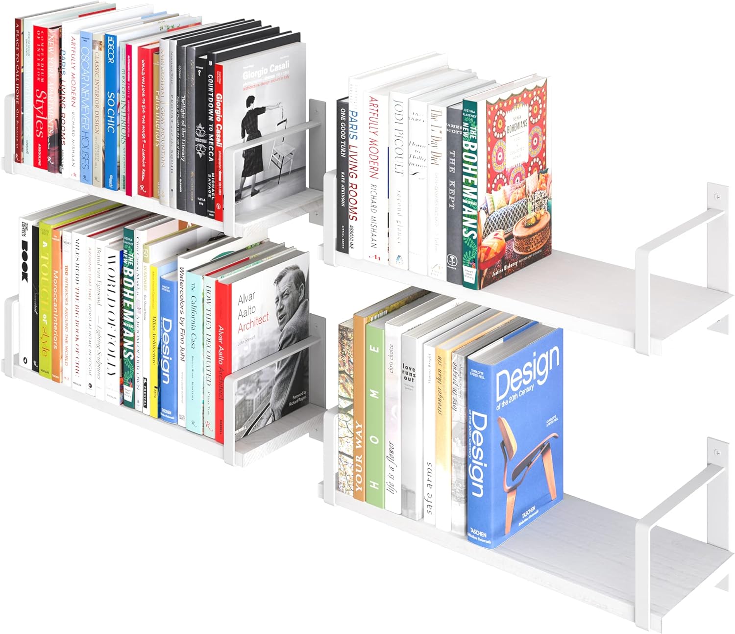 Wallniture Toledo 17 Inch Floating Shelves Set of 4 White