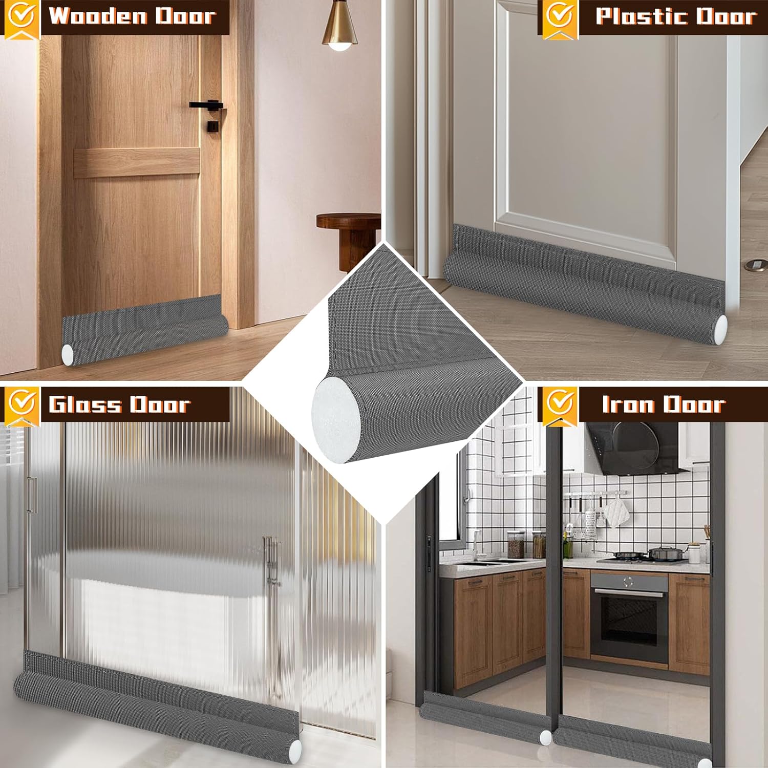 KRUI Door Draft Stopper 34 Inches Gray