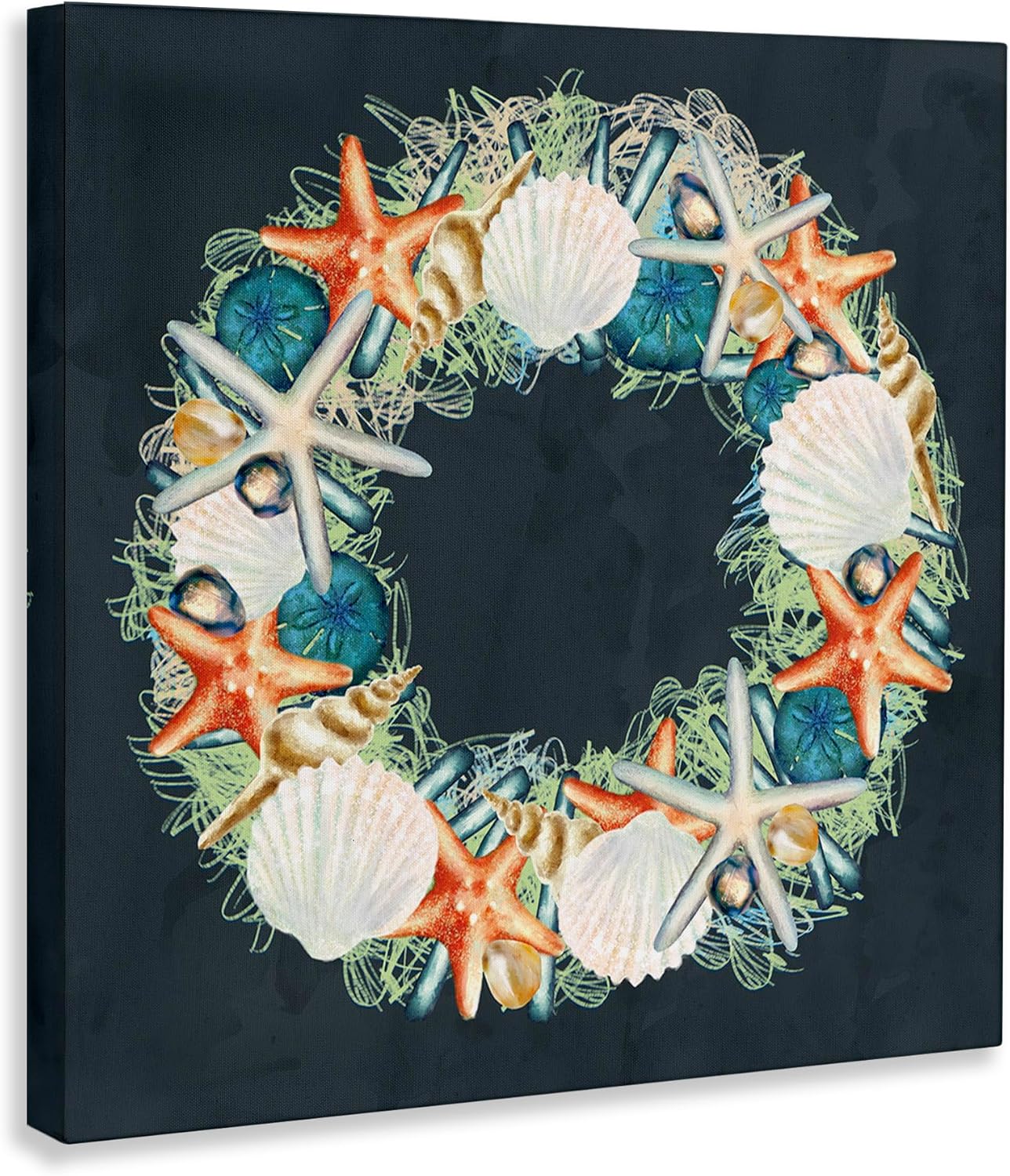 Stupell Industries Starfish Nautical Wreath Wall Art 17x17 Gray