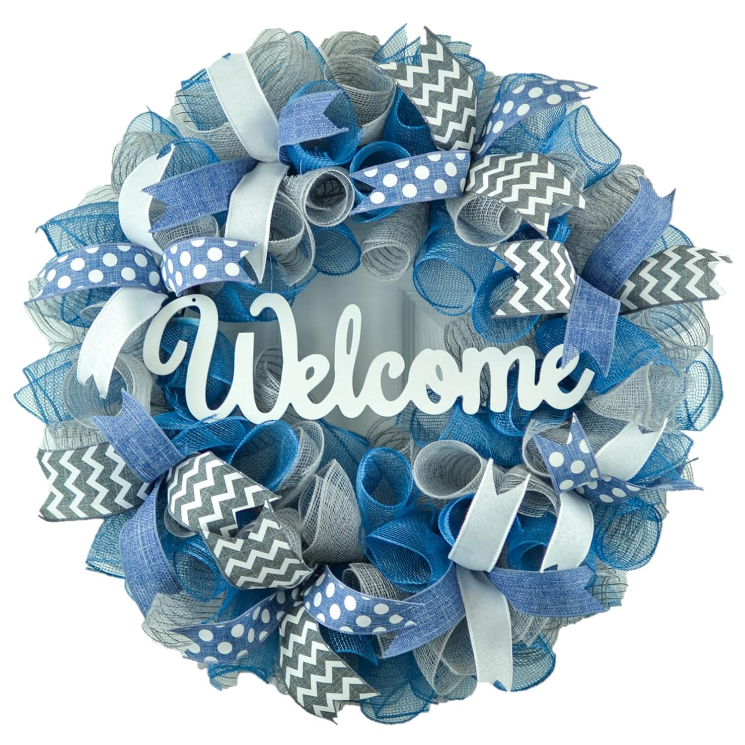 Mothers Day Wreath for Front Door - Handmade Black Jute White