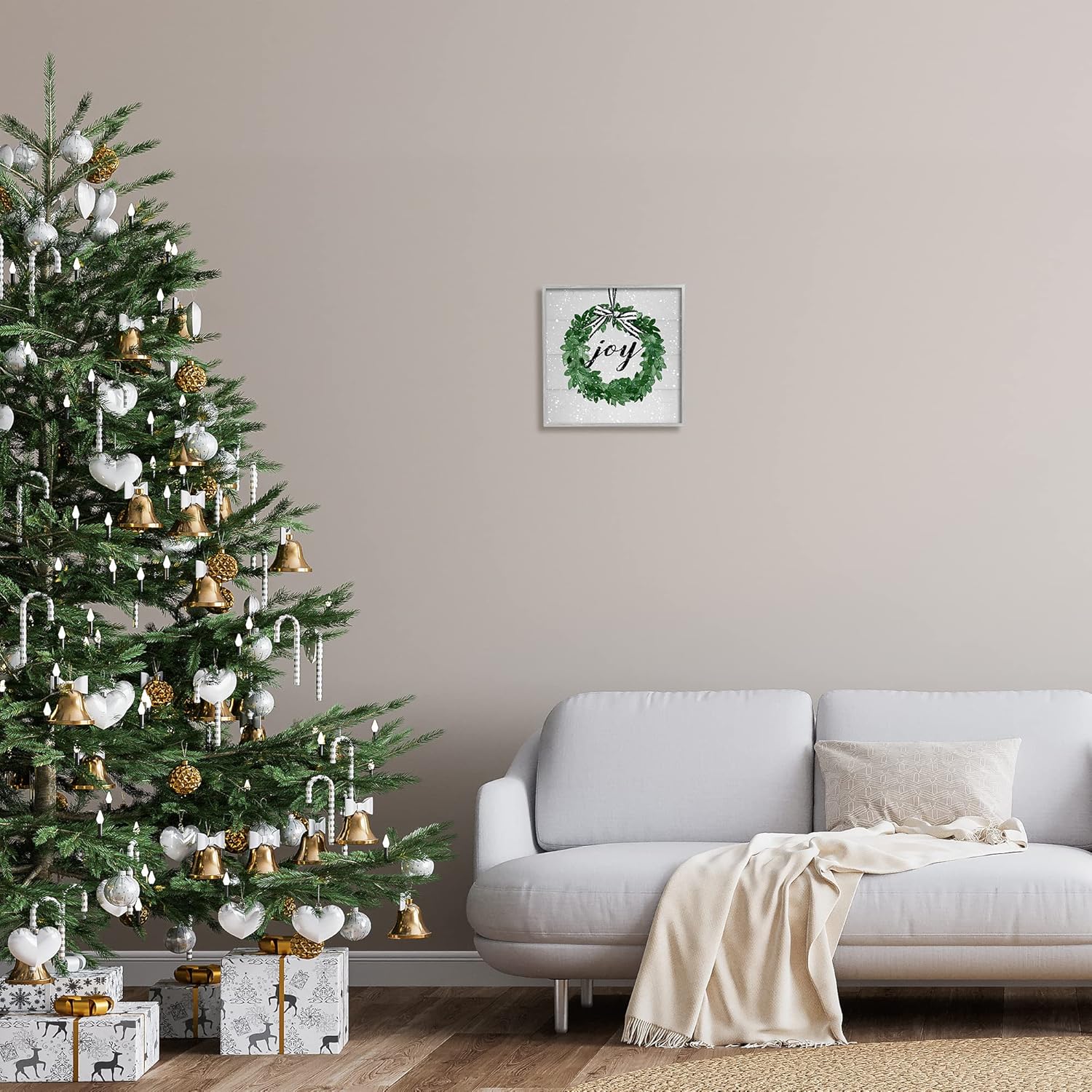 Stupell Industries Joy Sentiment Wreath Wall Art 12x12
