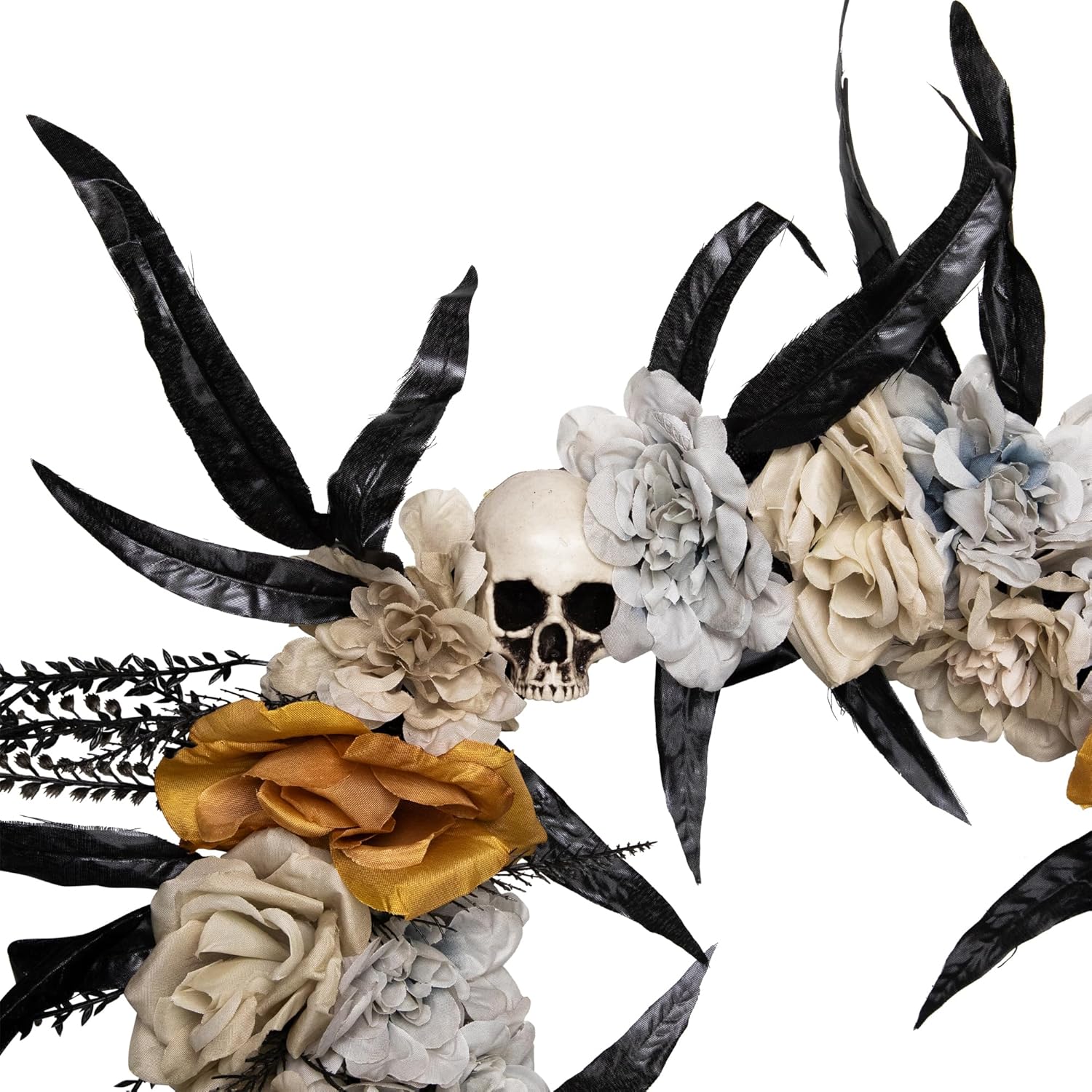 Northlight Halloween Skulls with Roses Wreath 14 Inch Unlit