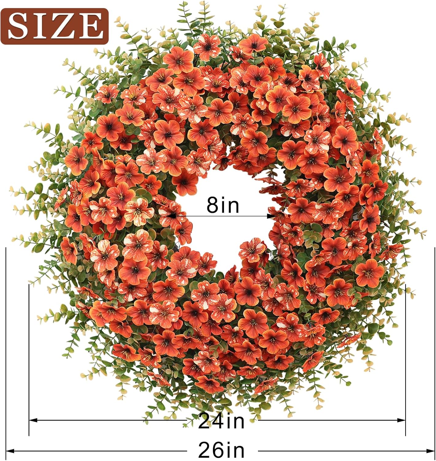 26 Inch Fall Wreath for Front Door Autumn Decor