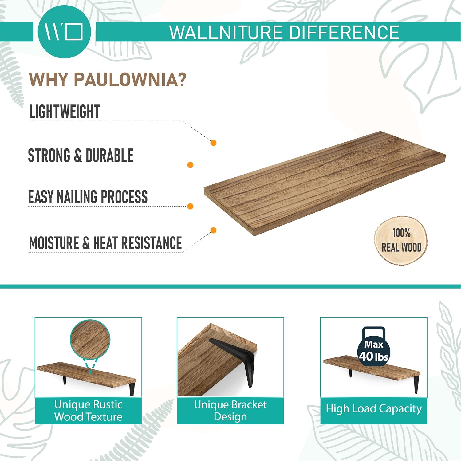 Wallniture Arras Floating Shelves Set of 4 17x6 Burned Finish