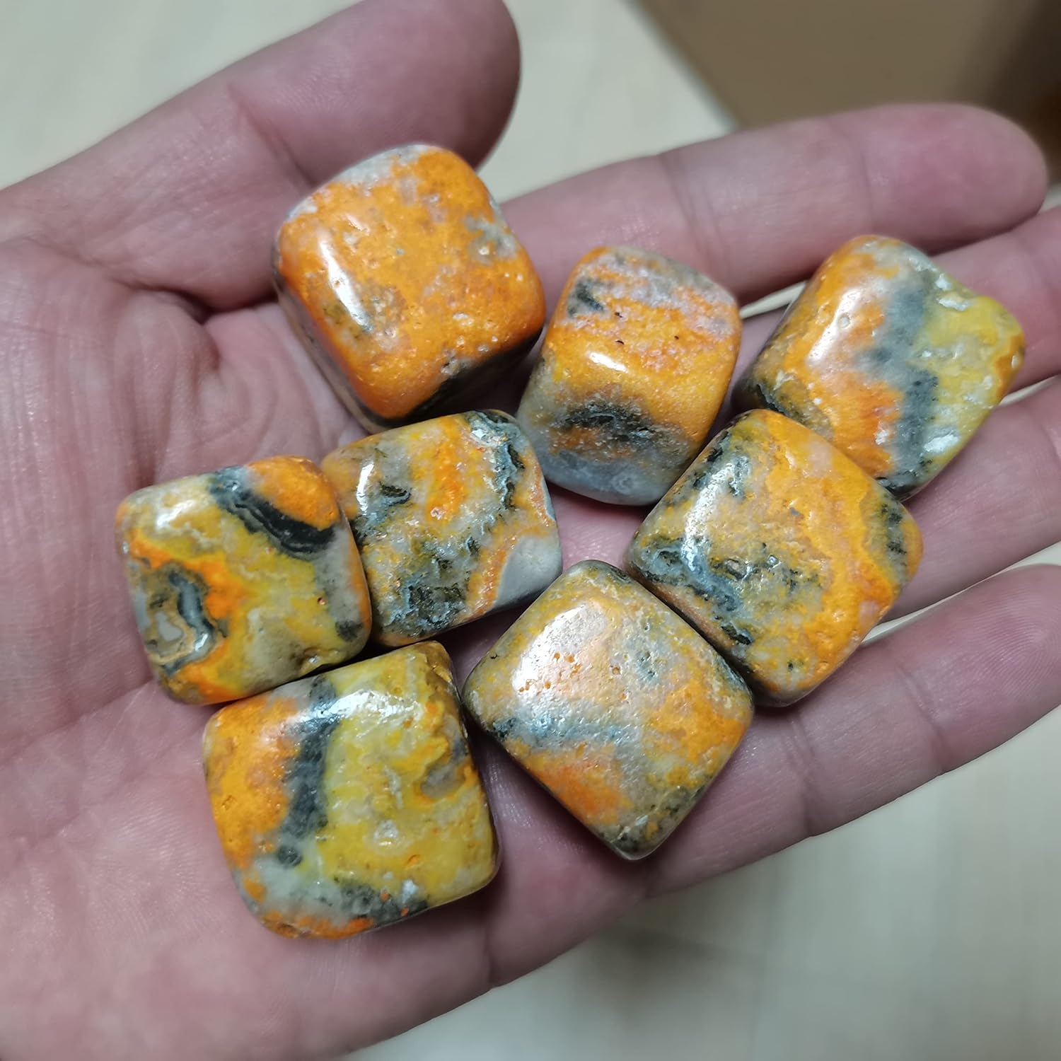 Crystal Bumblebee Cube Stones for Reiki and Home Decor