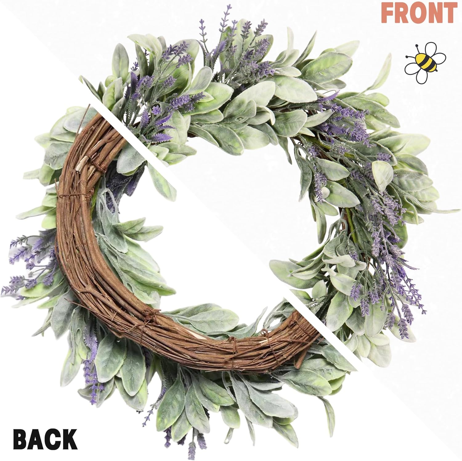 20 Inch Spring Lavender Wreath for Front Door