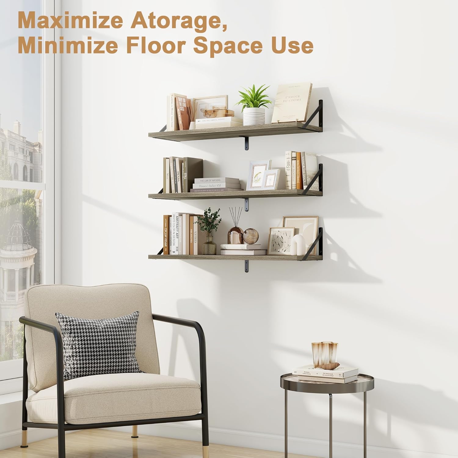 Fun Memories Floating Shelves Set of 3 Grey