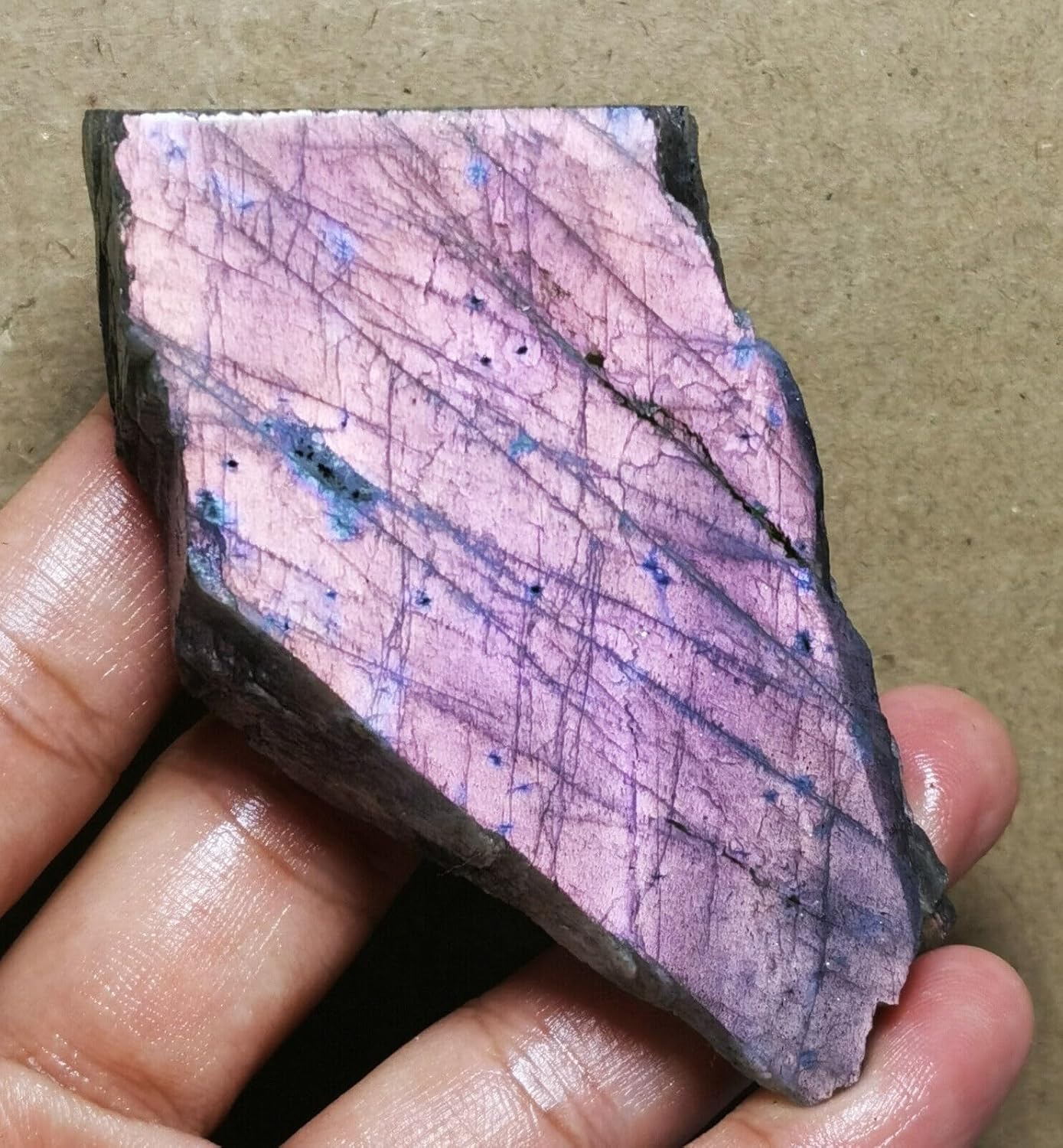 Purple Flash Labradorite Slab Reiki Stone for Meditation and Healing