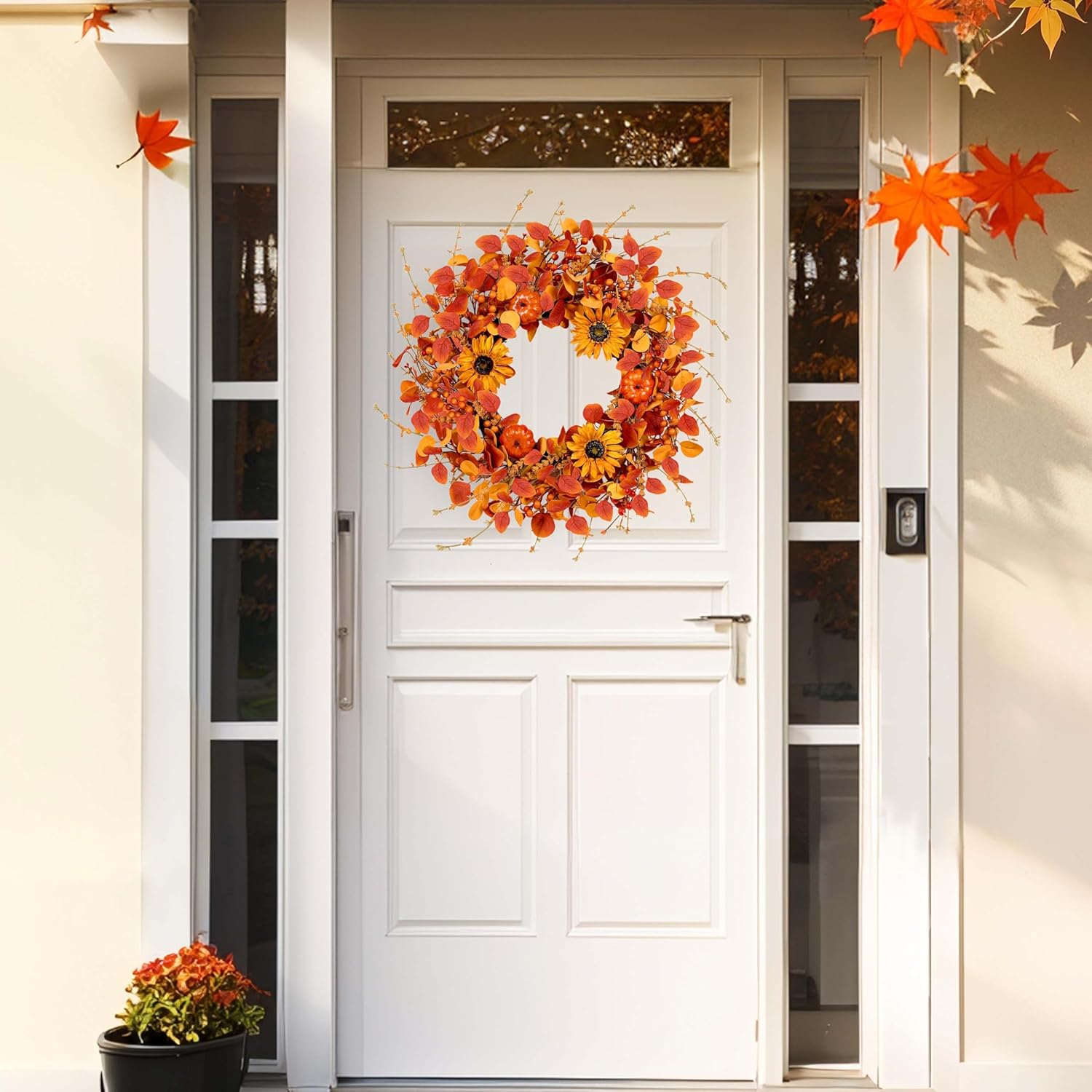 WSTPUPU 22 Inch Fall Wreath for Front Door