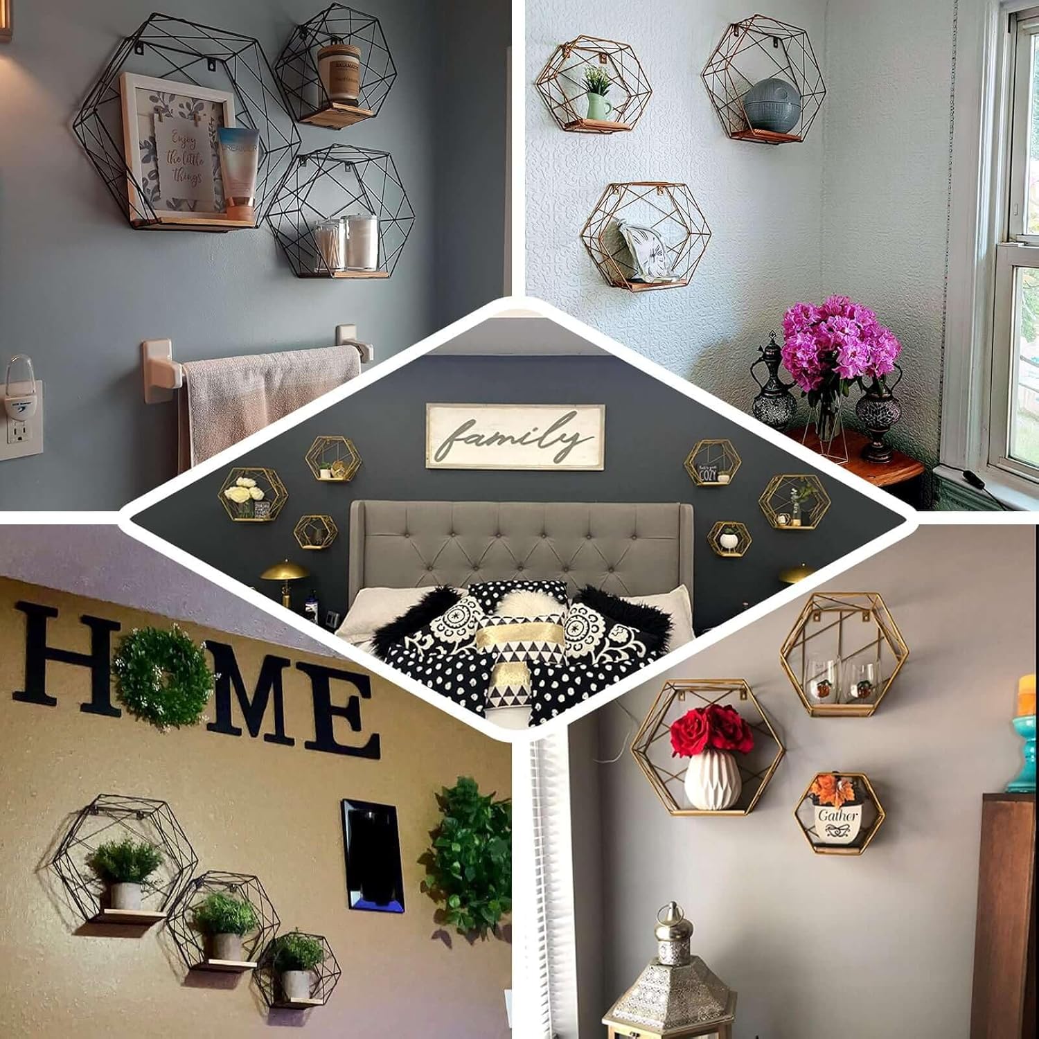 Efavormart 3 Pack Hexagonal Floating Shelves - 9 12 4 Inches