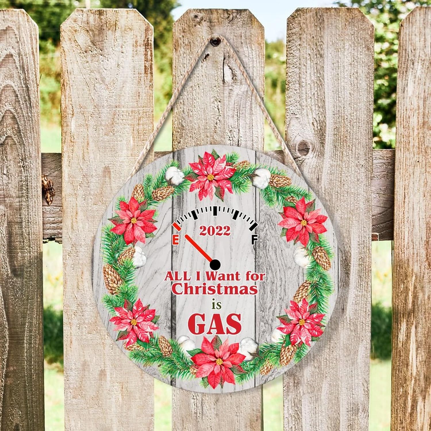 Farmhouse Front Door Hanger Christmas Wreath Funny Wood Sign 10x10