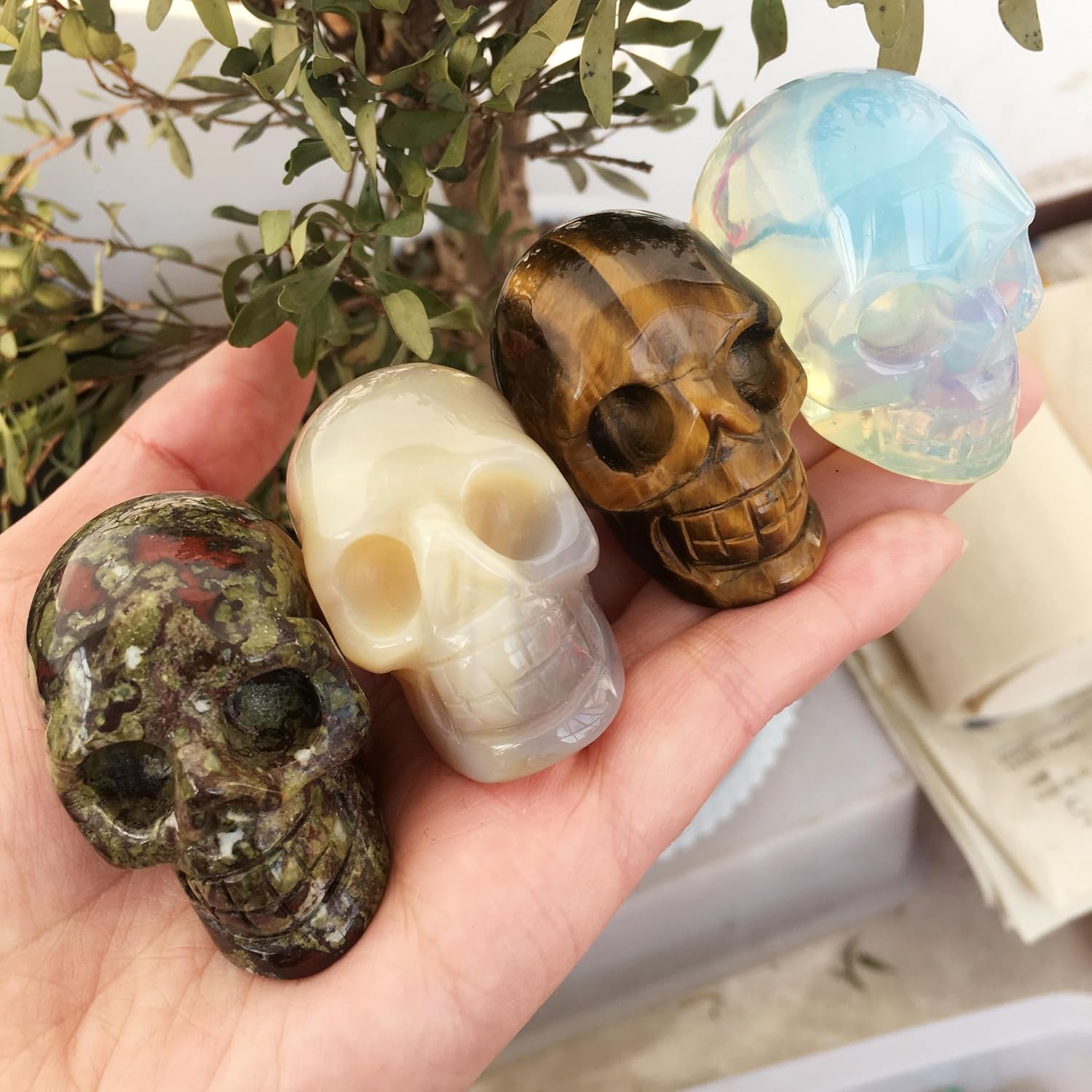 Natural Dragon Blood Quartz Crystals Healing Stones Skulls Carvings 2Inch Love Feng Shui
