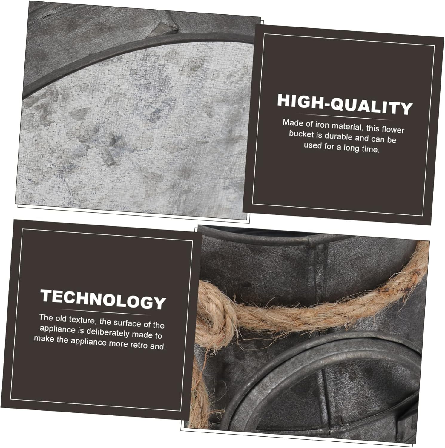 Ciieeo Iron Bucket Flower Pot Vintage Decor